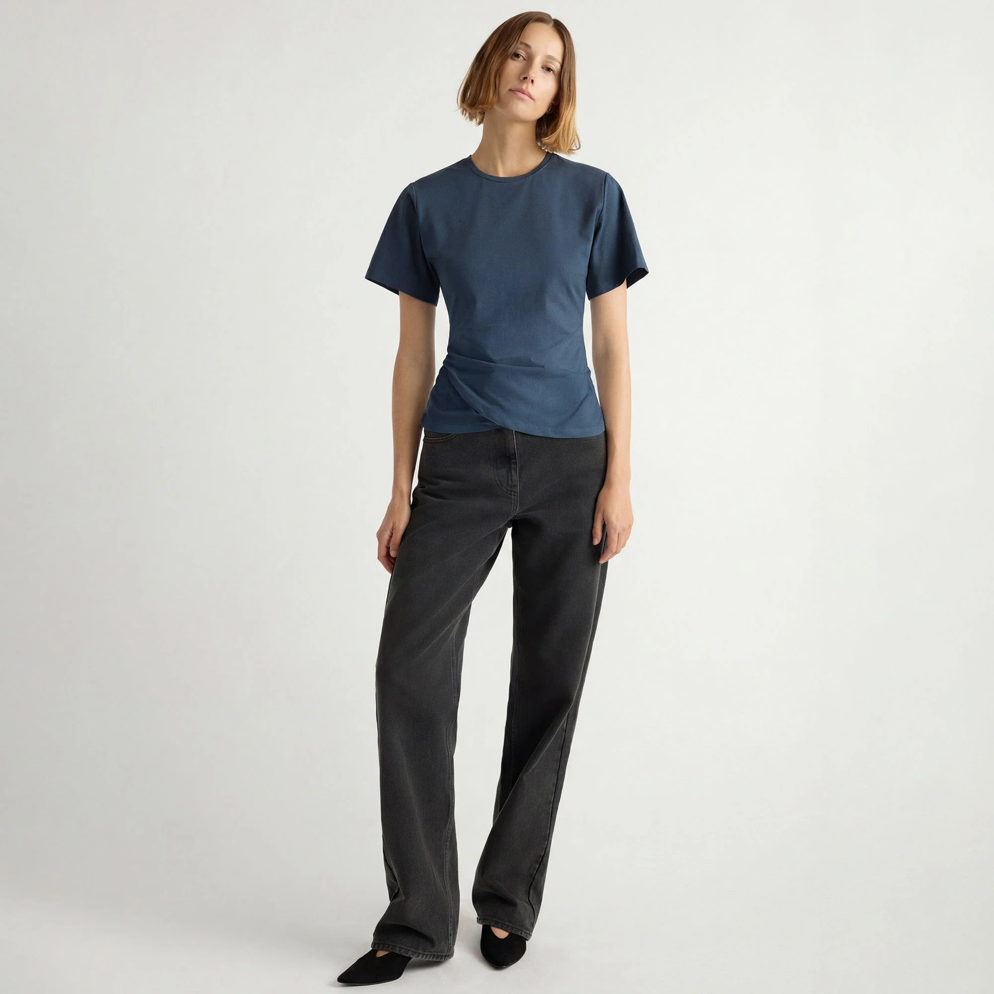 Janette Front-Wrap Jersey Tee