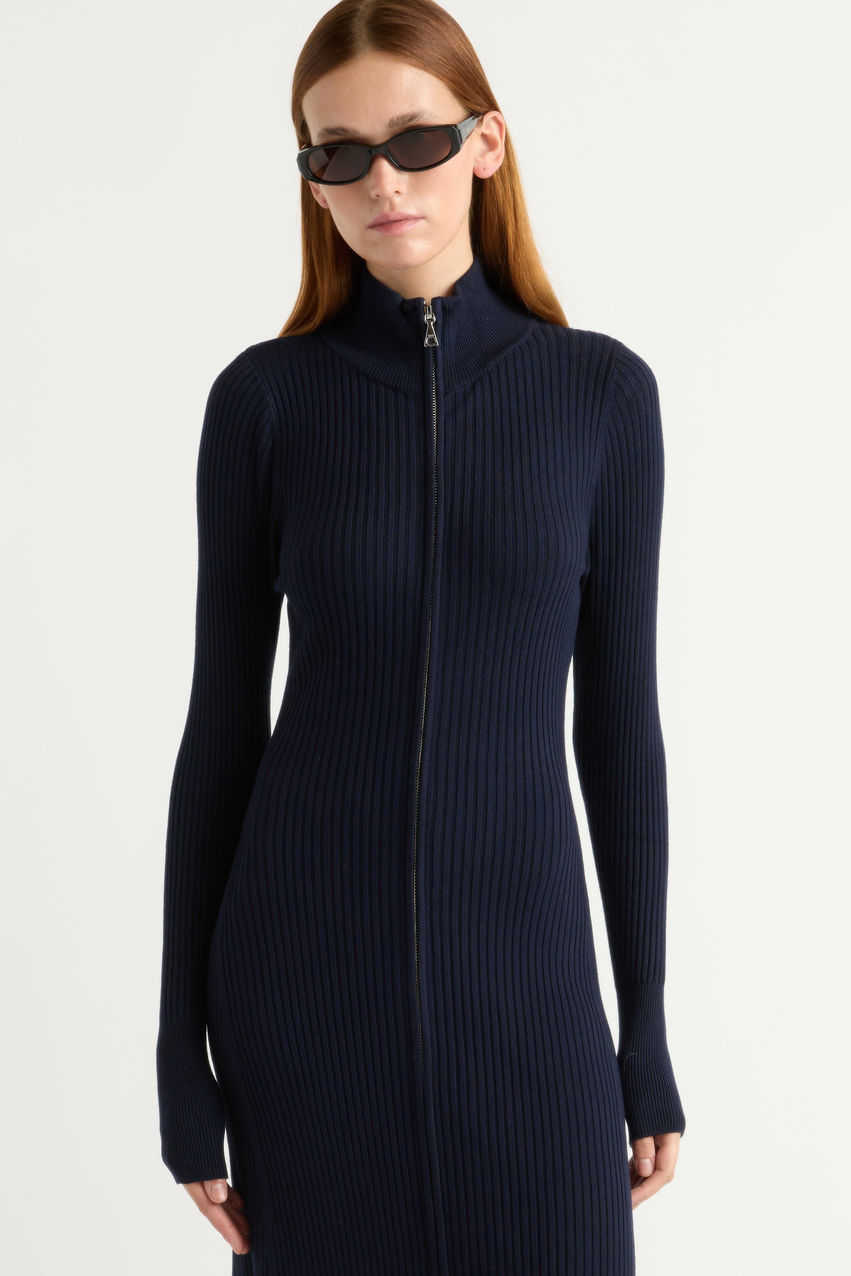 Janne Ribbed Two-Way Zip Sweater Dress - Image 3