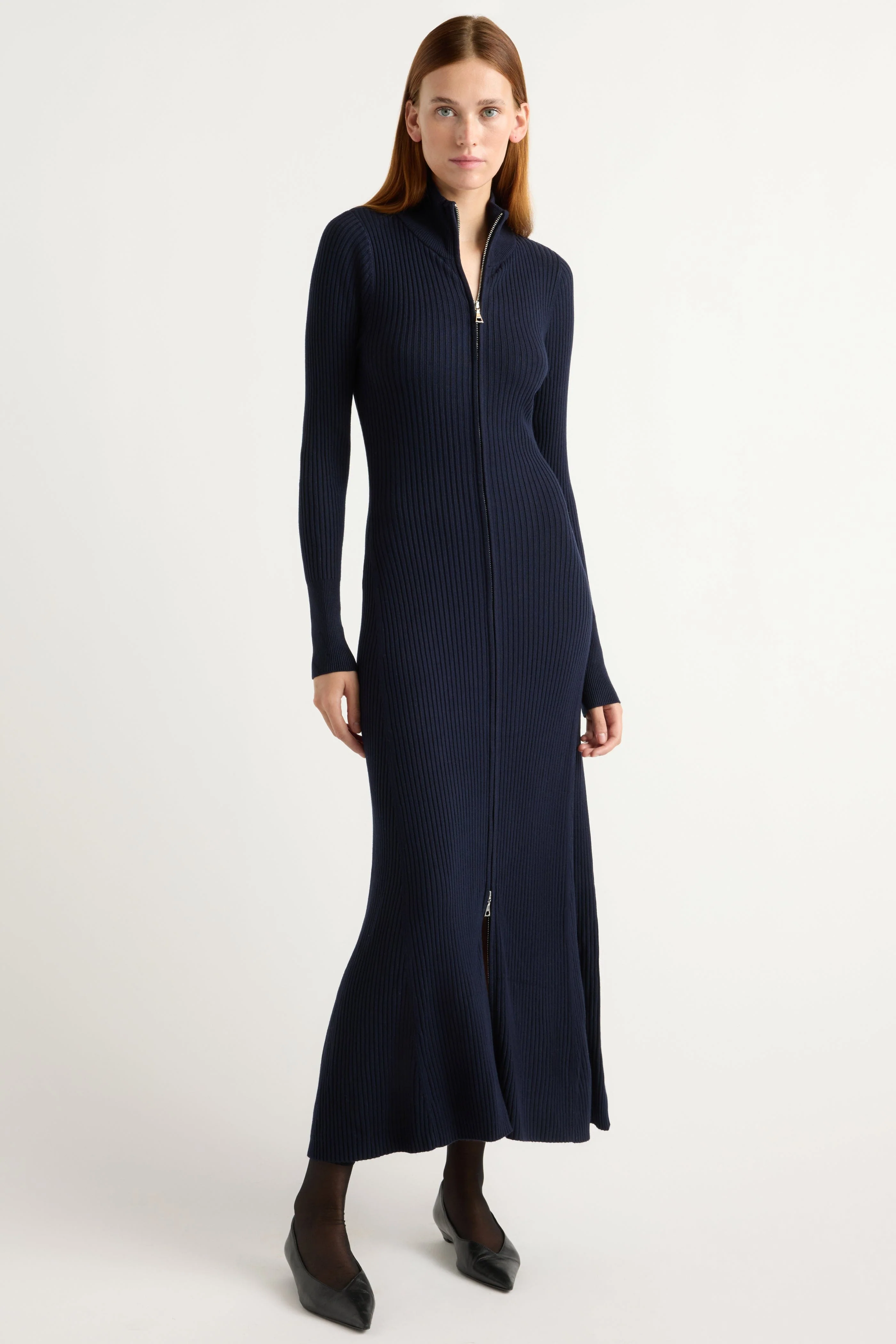 Janne Ribbed Two-Way Zip Sweater Dress - Image 4