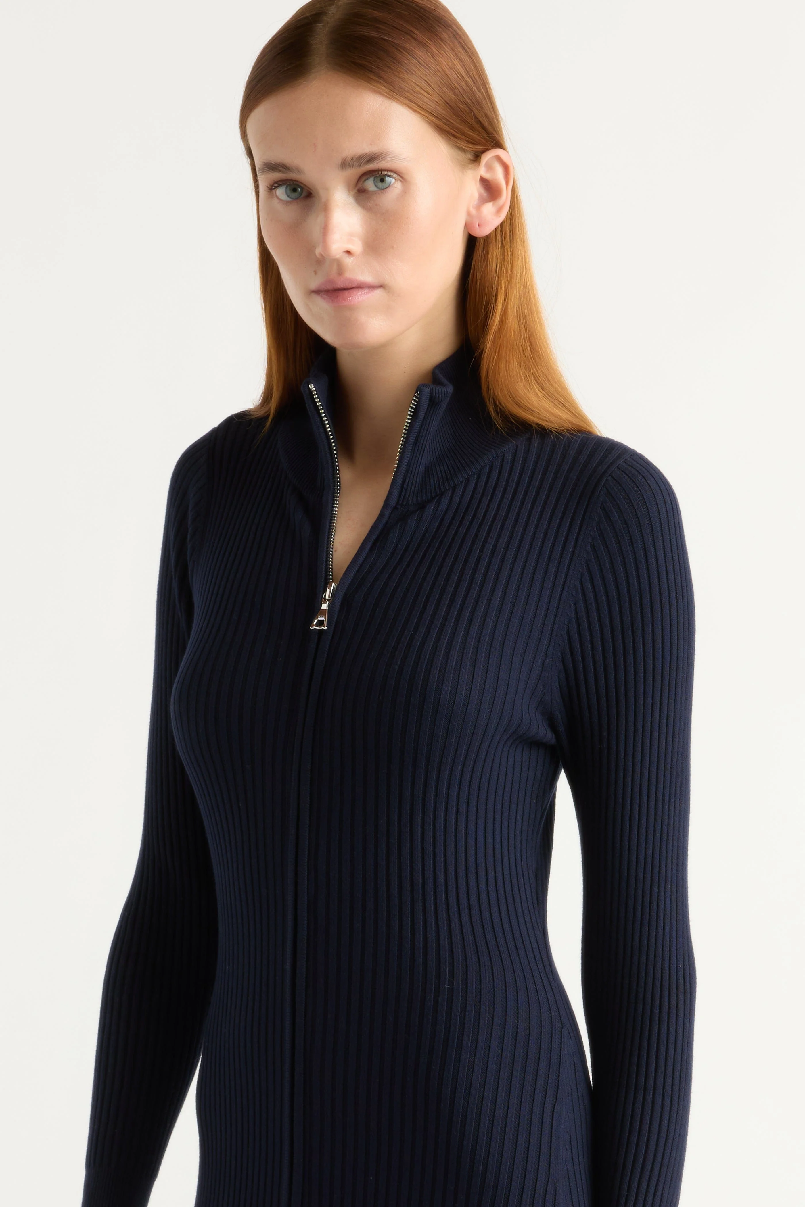 Janne Ribbed Two-Way Zip Sweater Dress - Image 6