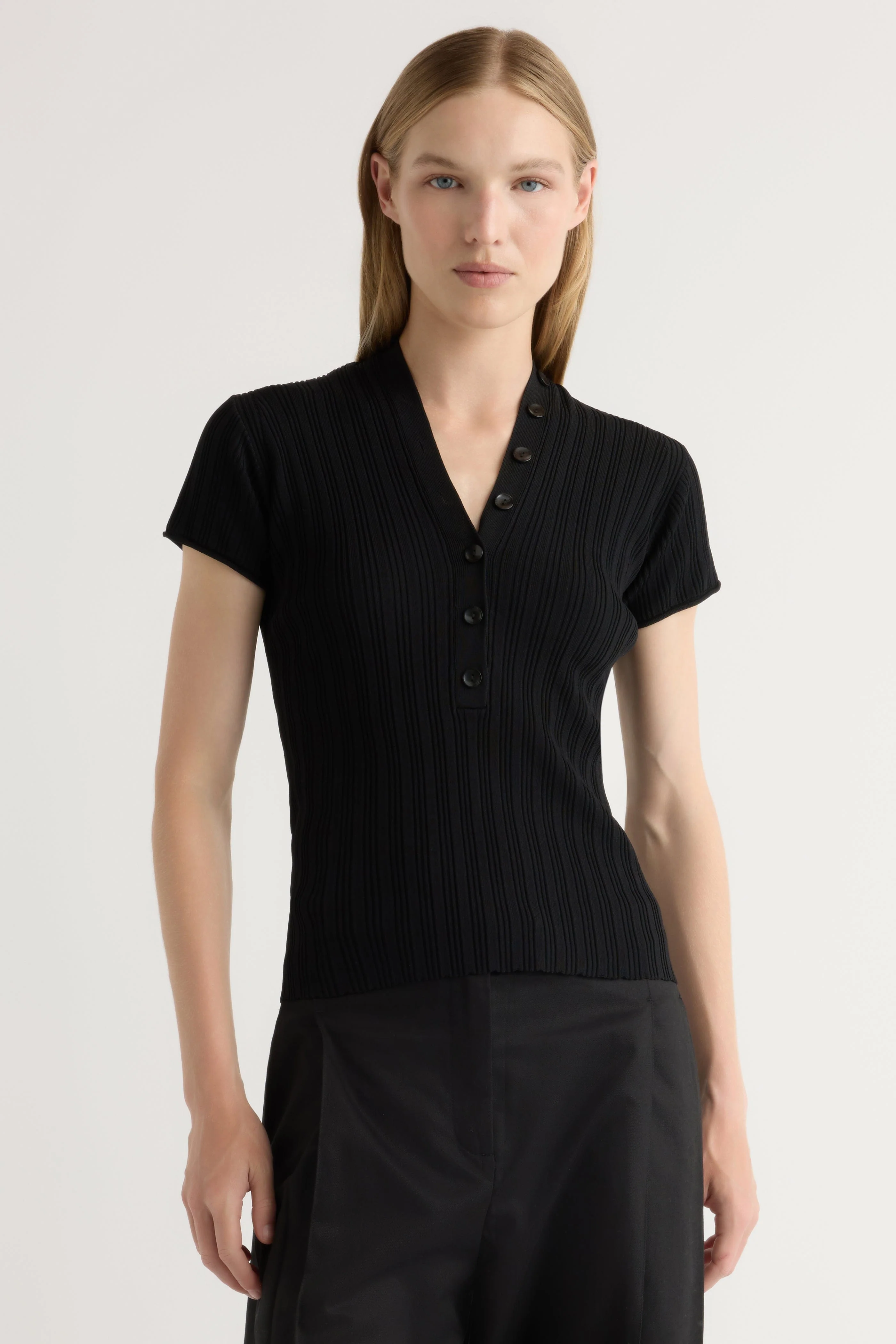Jeni Button V-Neck Sweater Top - Image 2