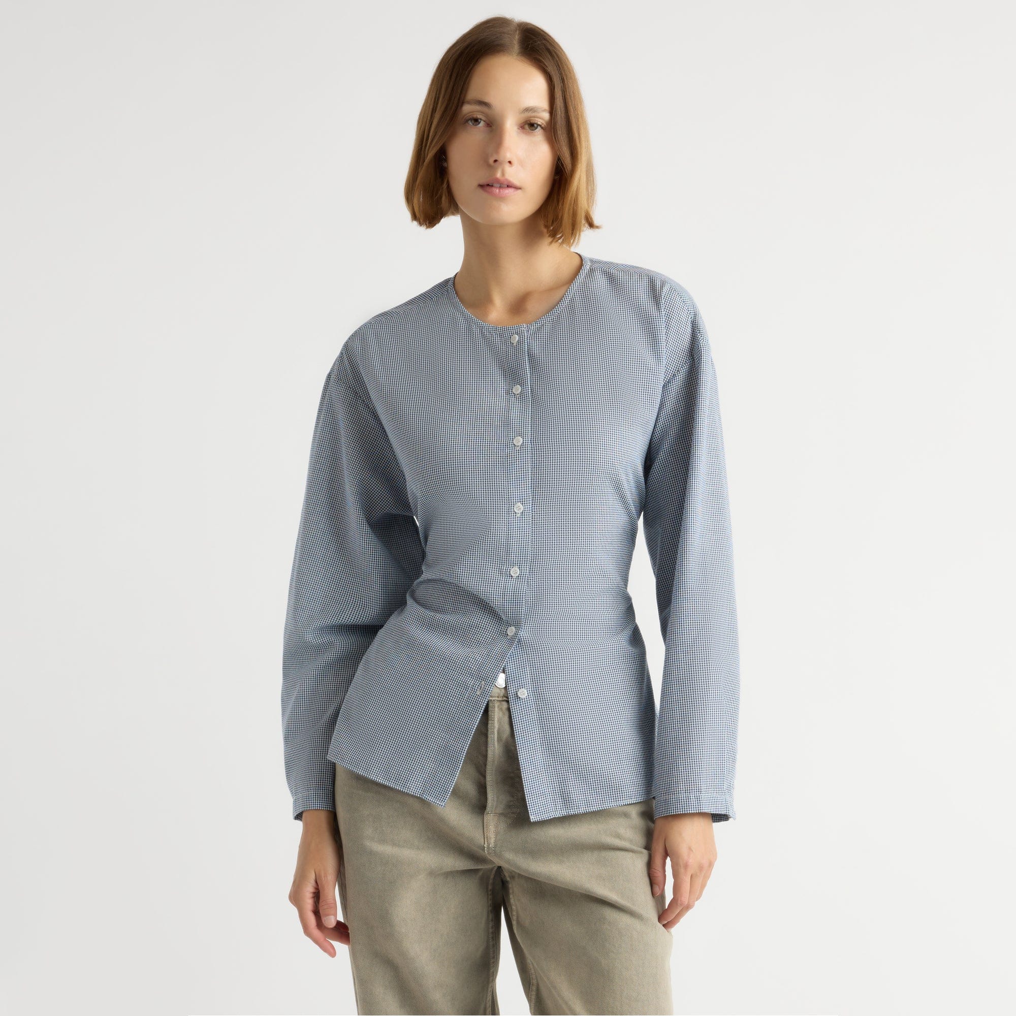Jiwon Gingham Tie-Back Shirt