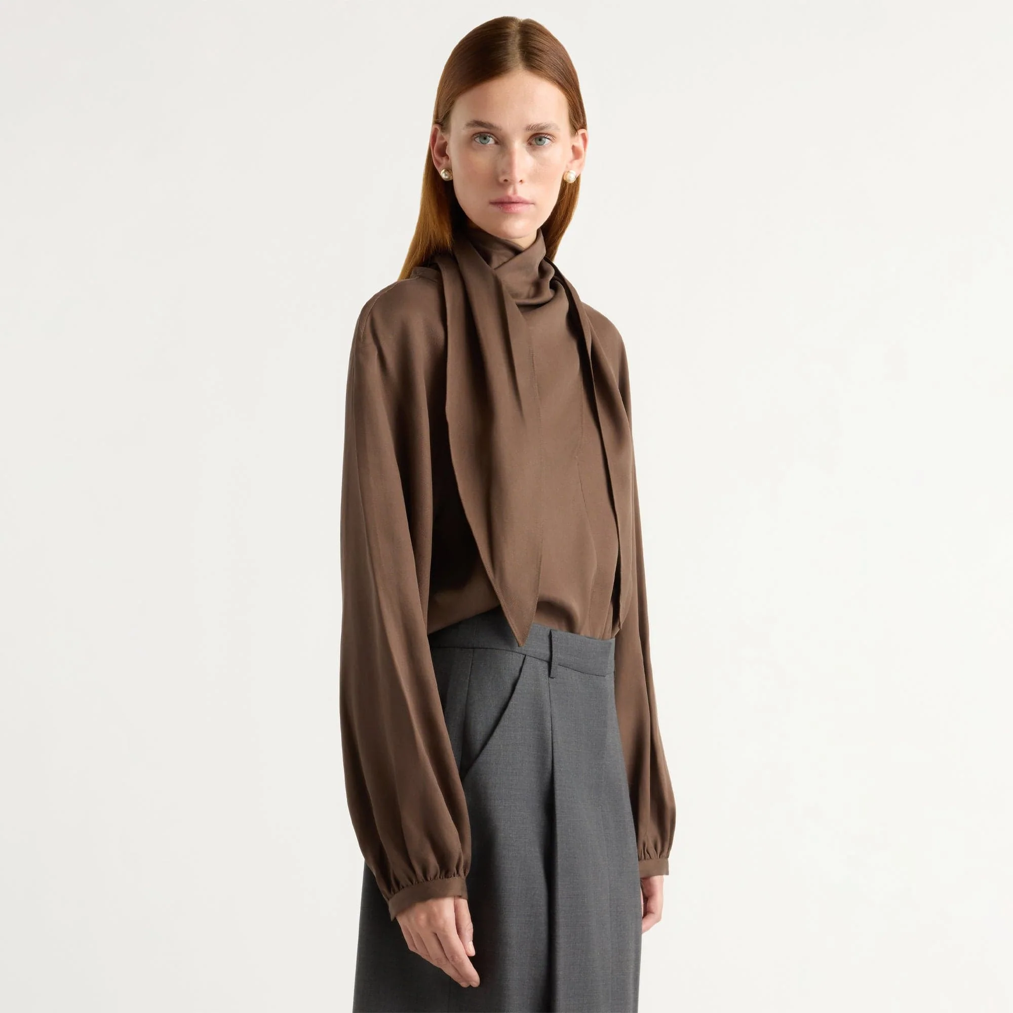 Josephine Scarf-Neck Tencel Blouse