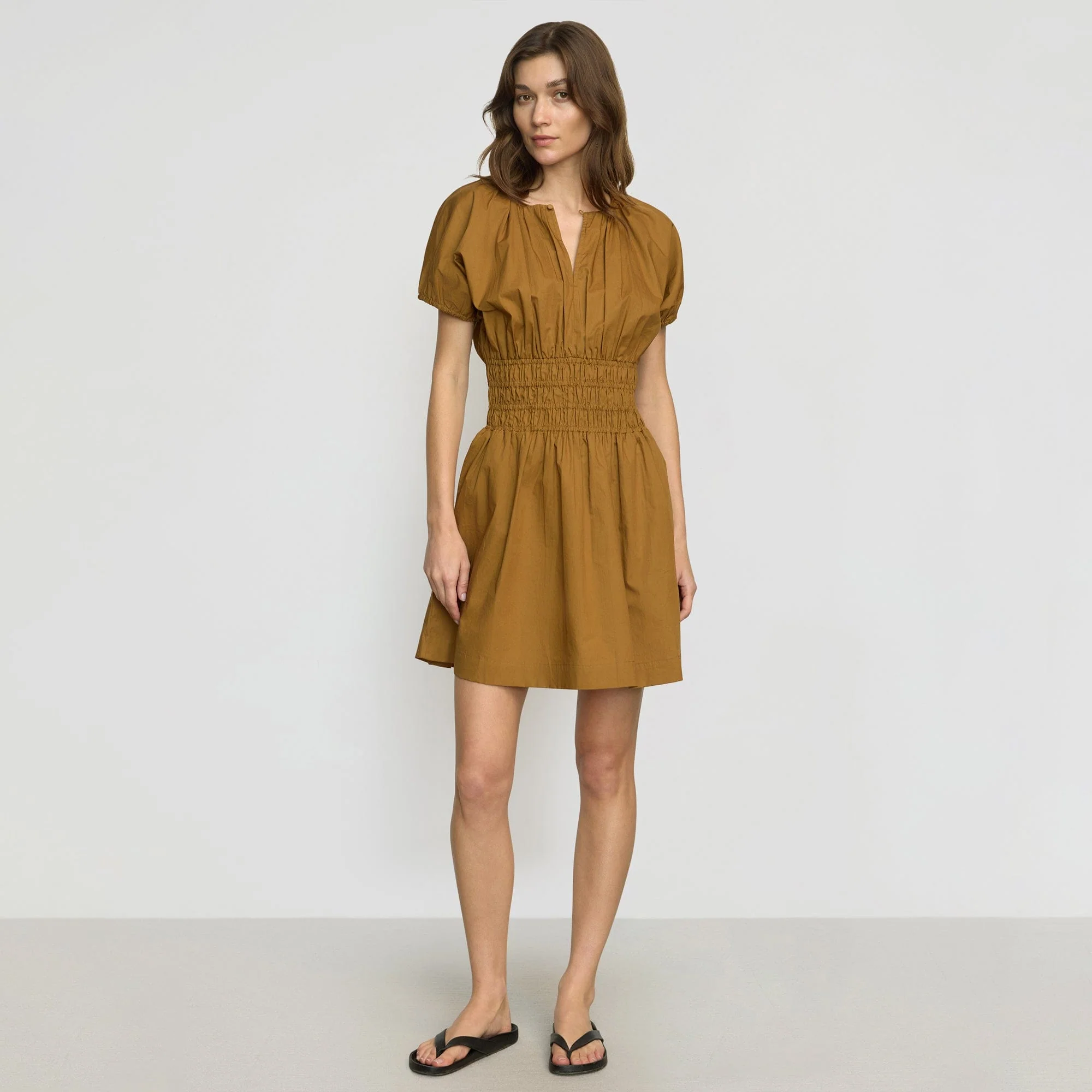 Kaci Cinched-Waist Organic Cotton Dress