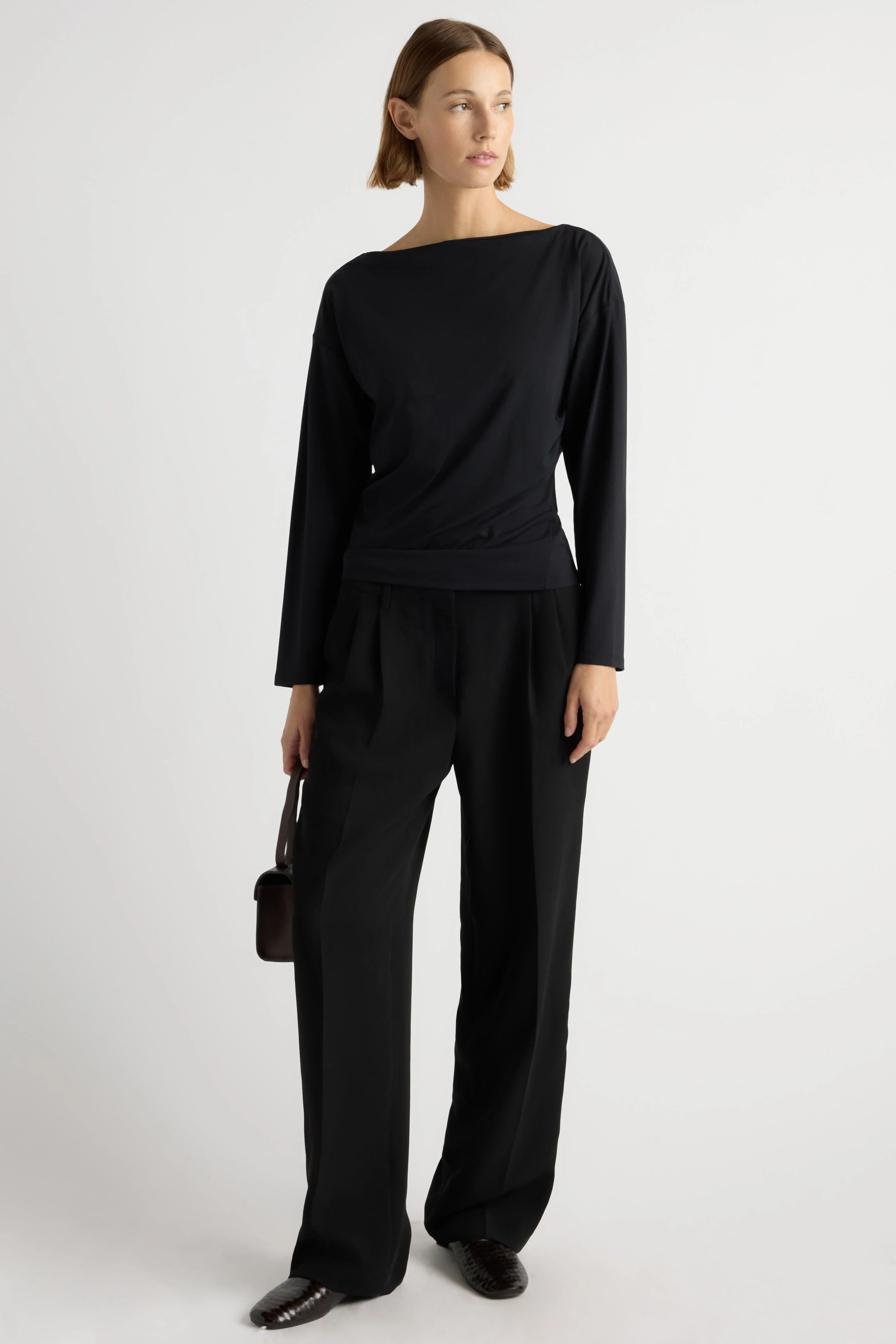 Letha Twisted-Hem Slit-Neck Tee - Image 5