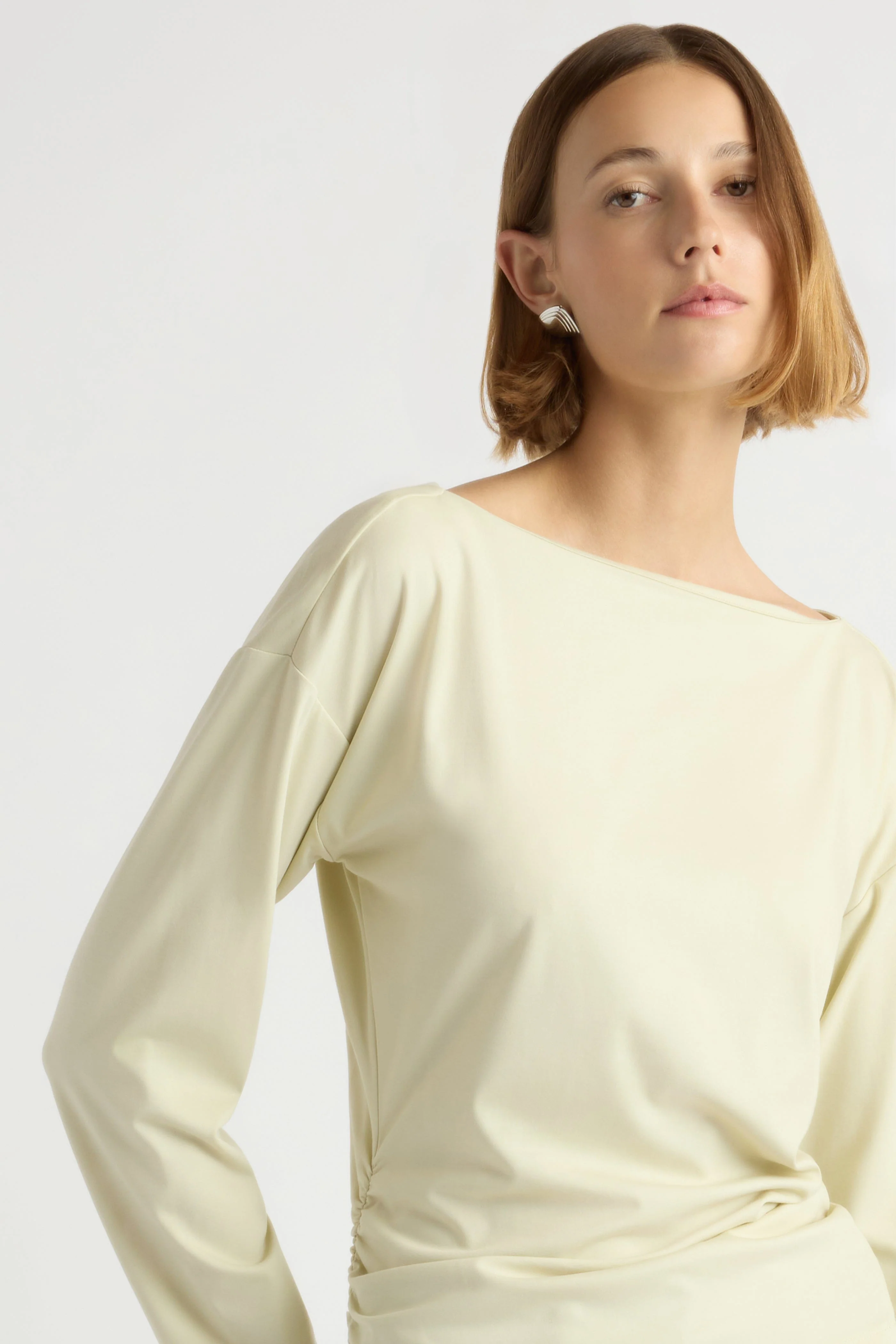 Letha Twisted-Hem Slit-Neck Tee - Image 4