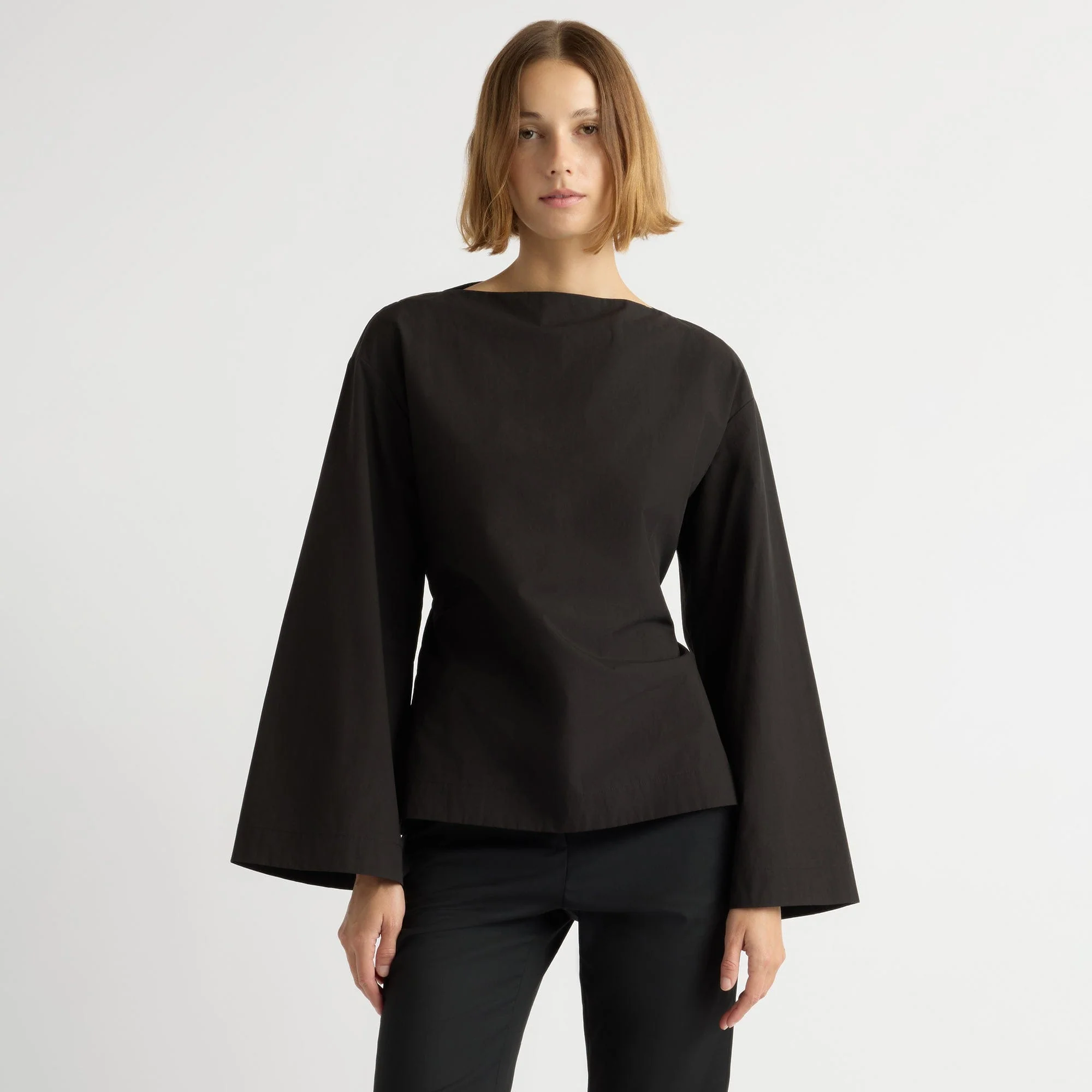 Lilian Sculpted Flare-Sleeve Blouse