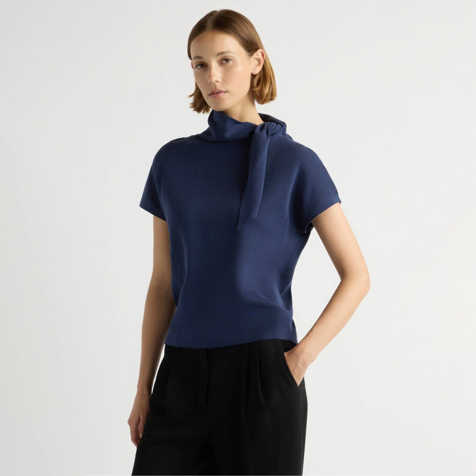 Lorinda Scarf-Neck Sweater Top