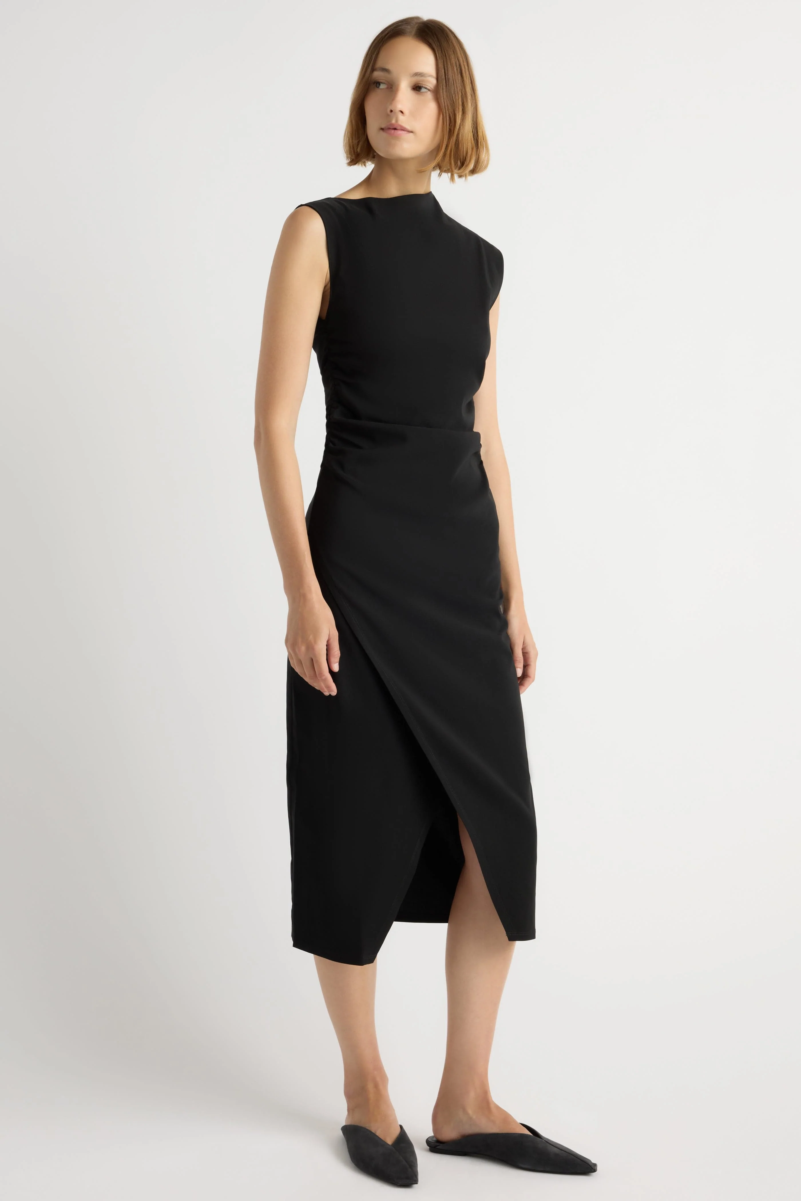 Manon Asymmetric-Neck Ruched Dress - Image 4