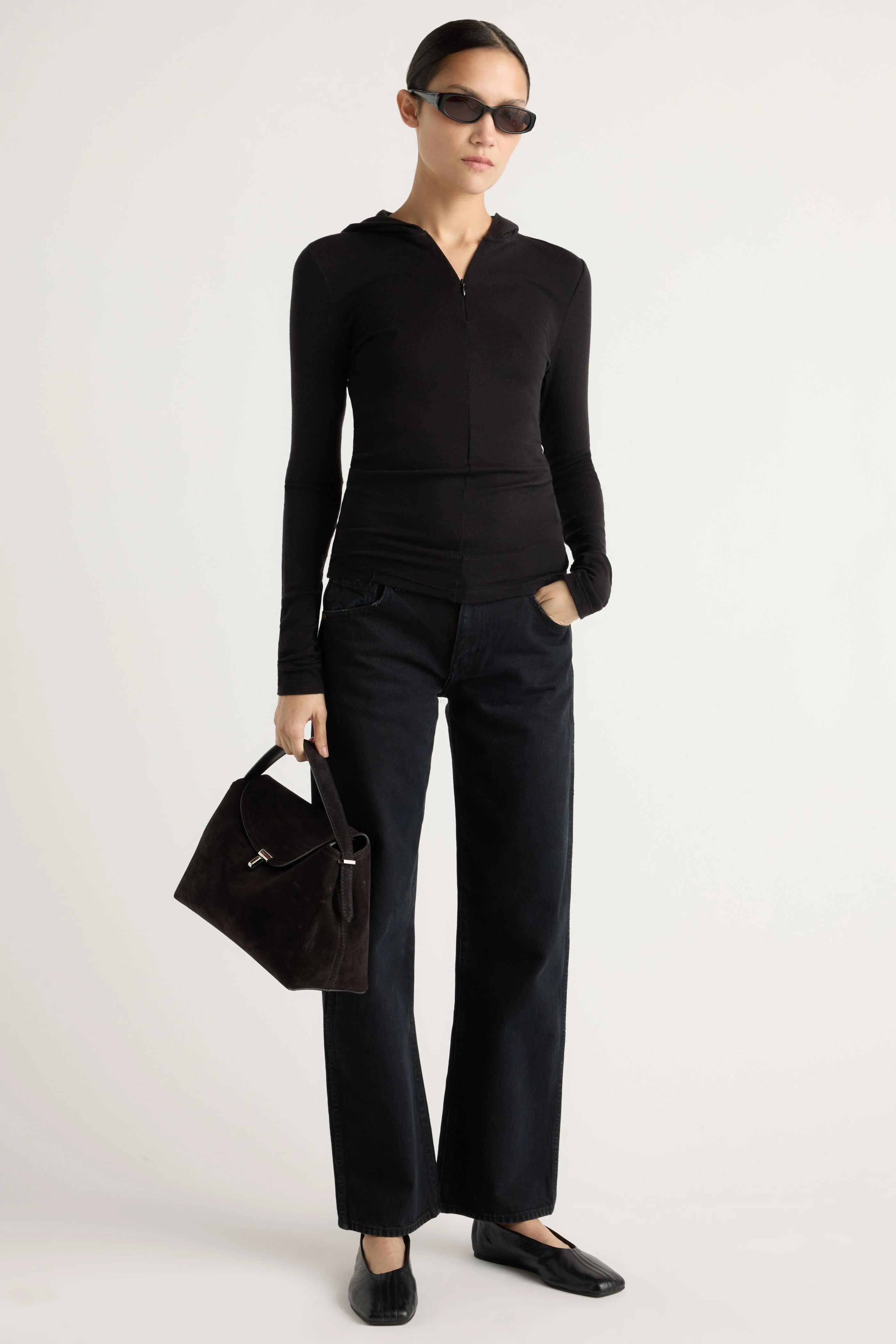 Nyla Zip Tencel-Wool Hooded Tee - Image 2