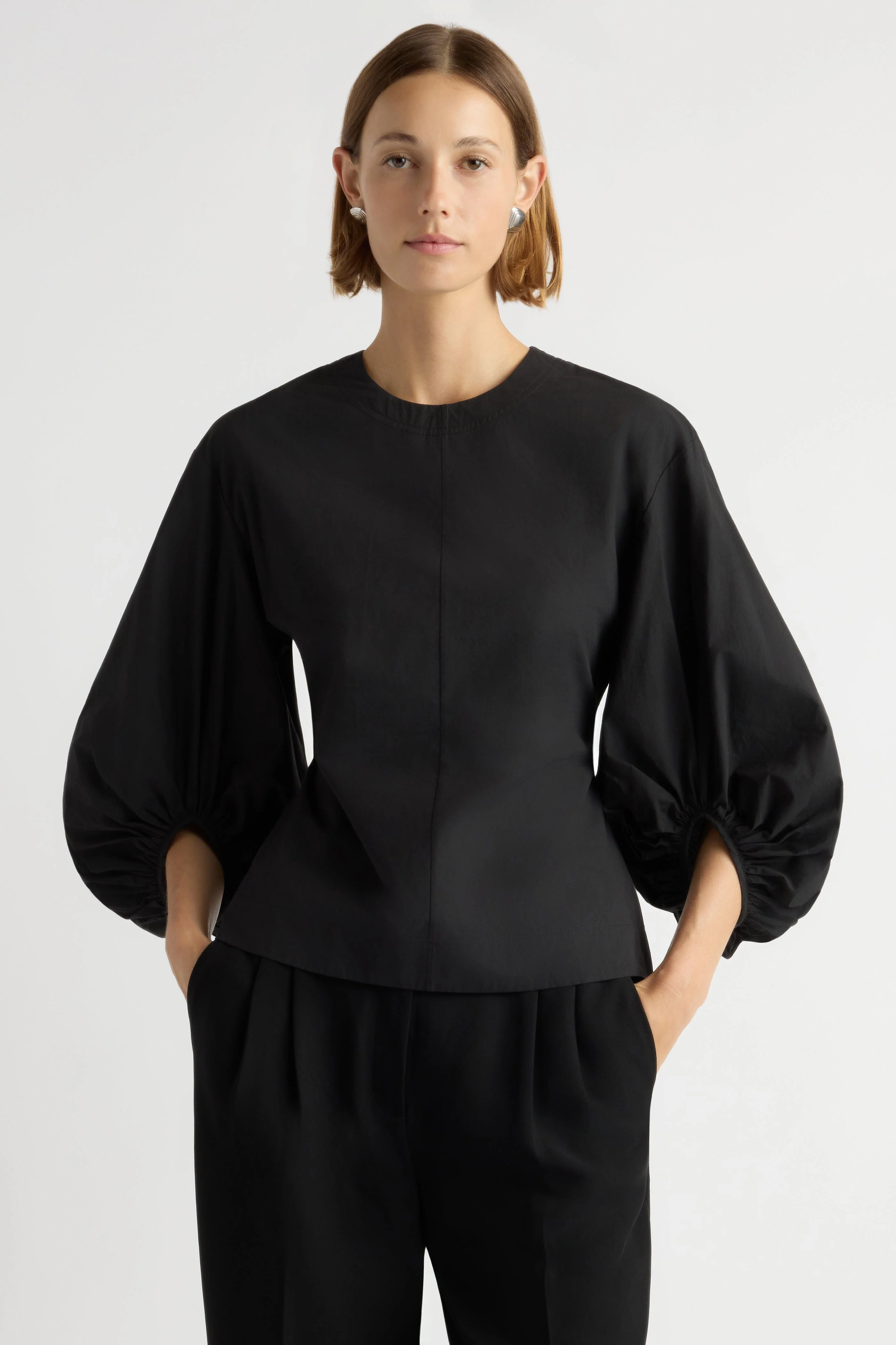 Odessa Sculpted Balloon-Sleeve Blouse - Image 2