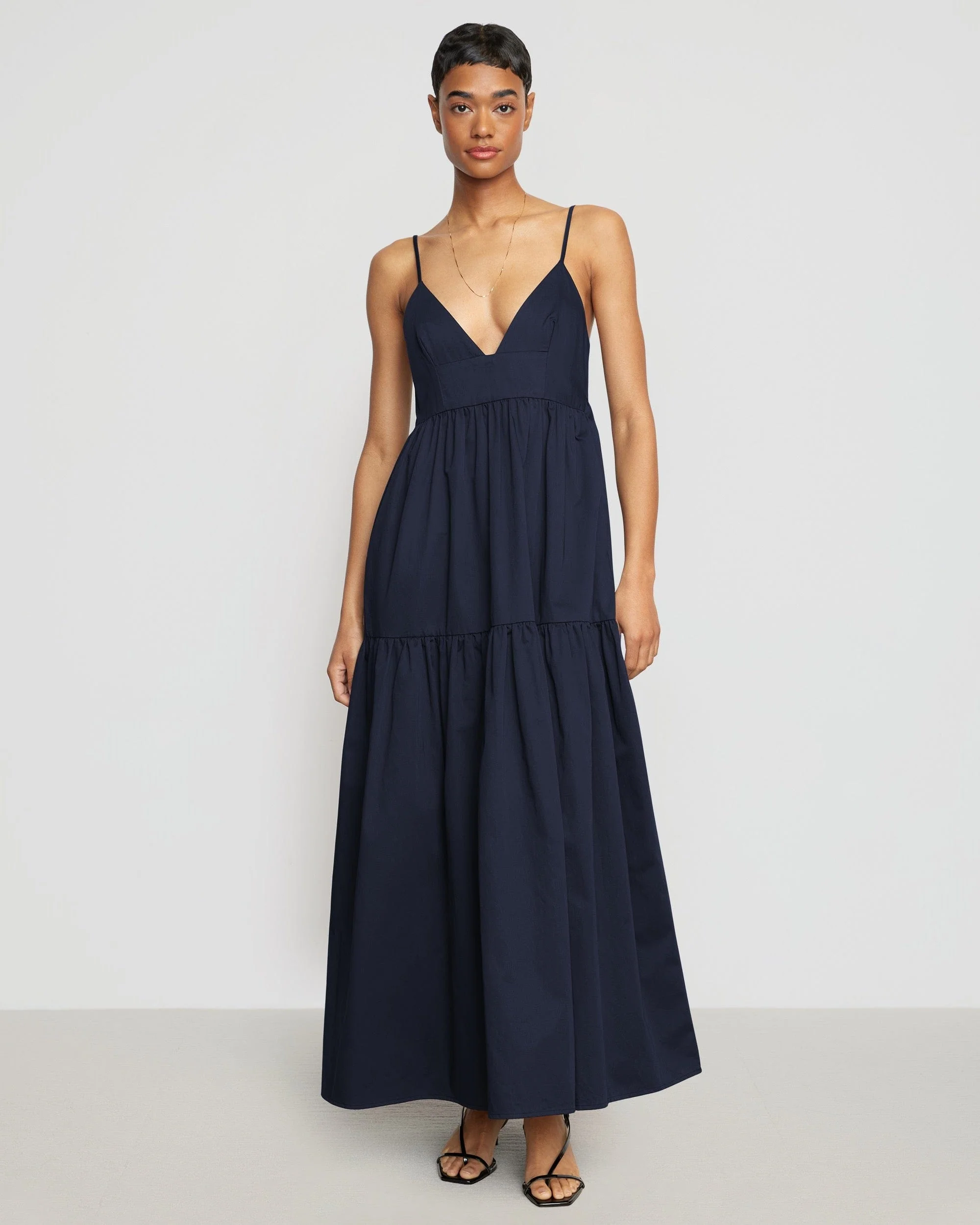 Orchid Sweetheart-Neck Tiered Cotton Maxi Dress - Image 2