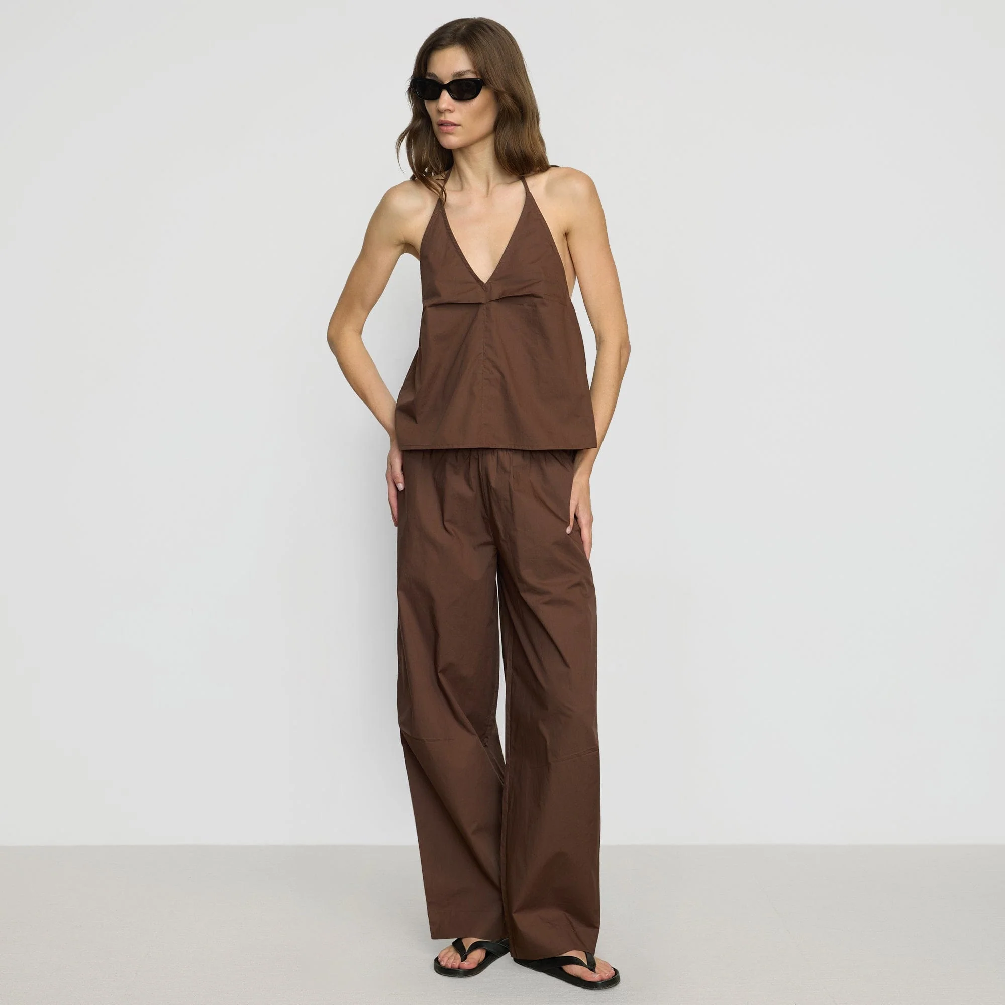Paula Smocked-Waist Organic Cotton Pant