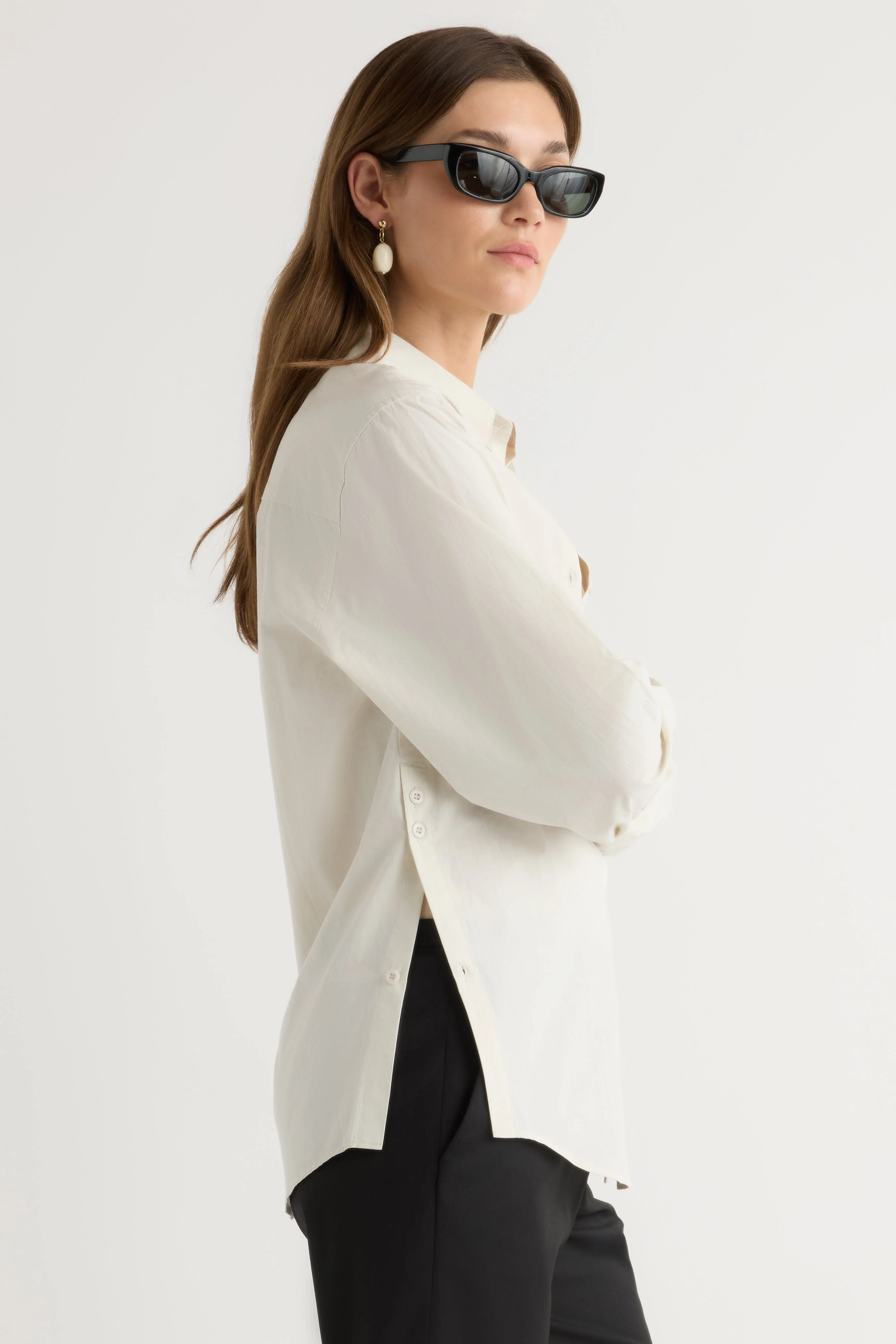 Phoebe Side-Button Tulip-Hem Shirt - Image 2