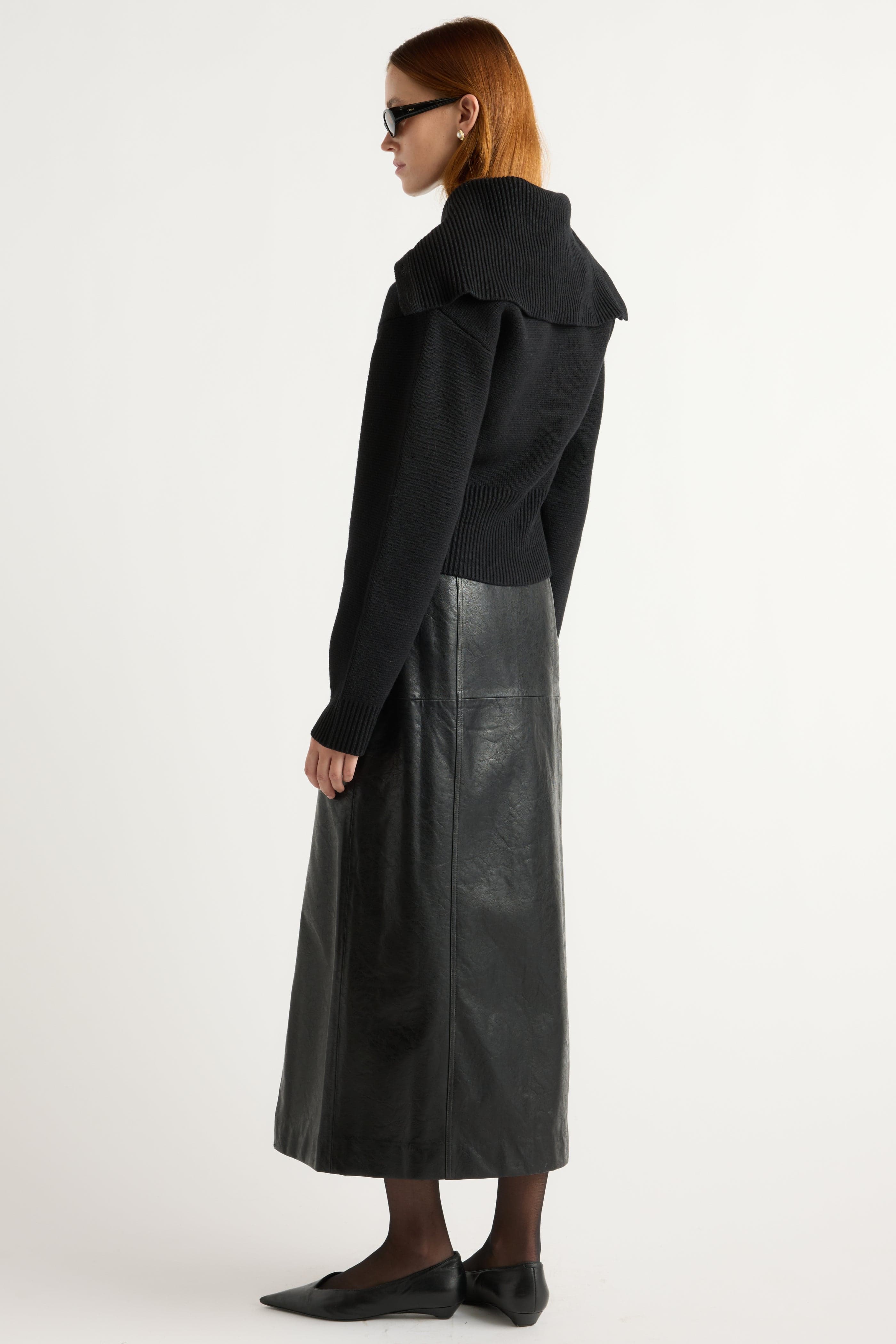 Rama Front-Vent Vegan Leather Skirt - Image 8