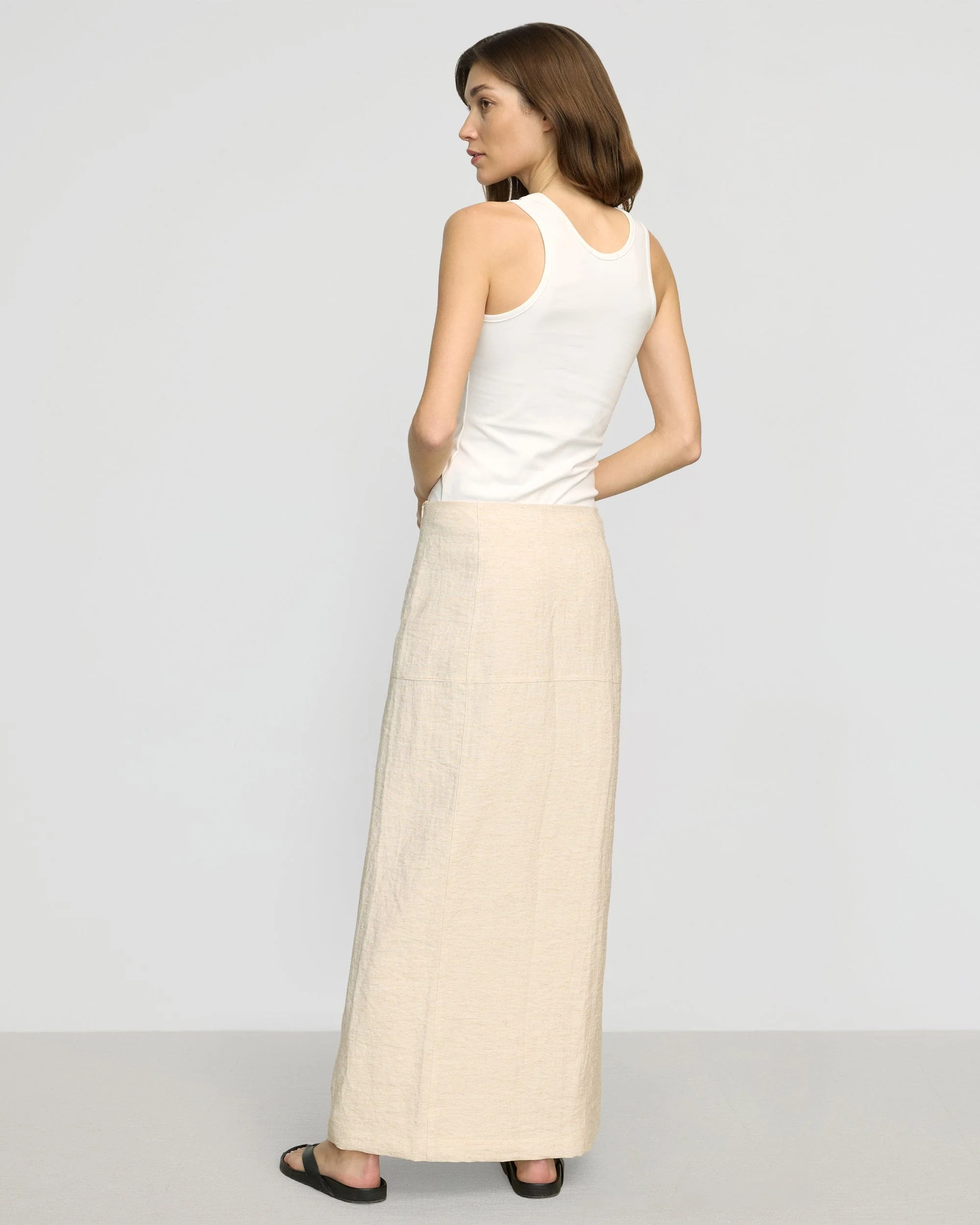 Ranni Front-Vent Linen-Blend Skirt - Image 5