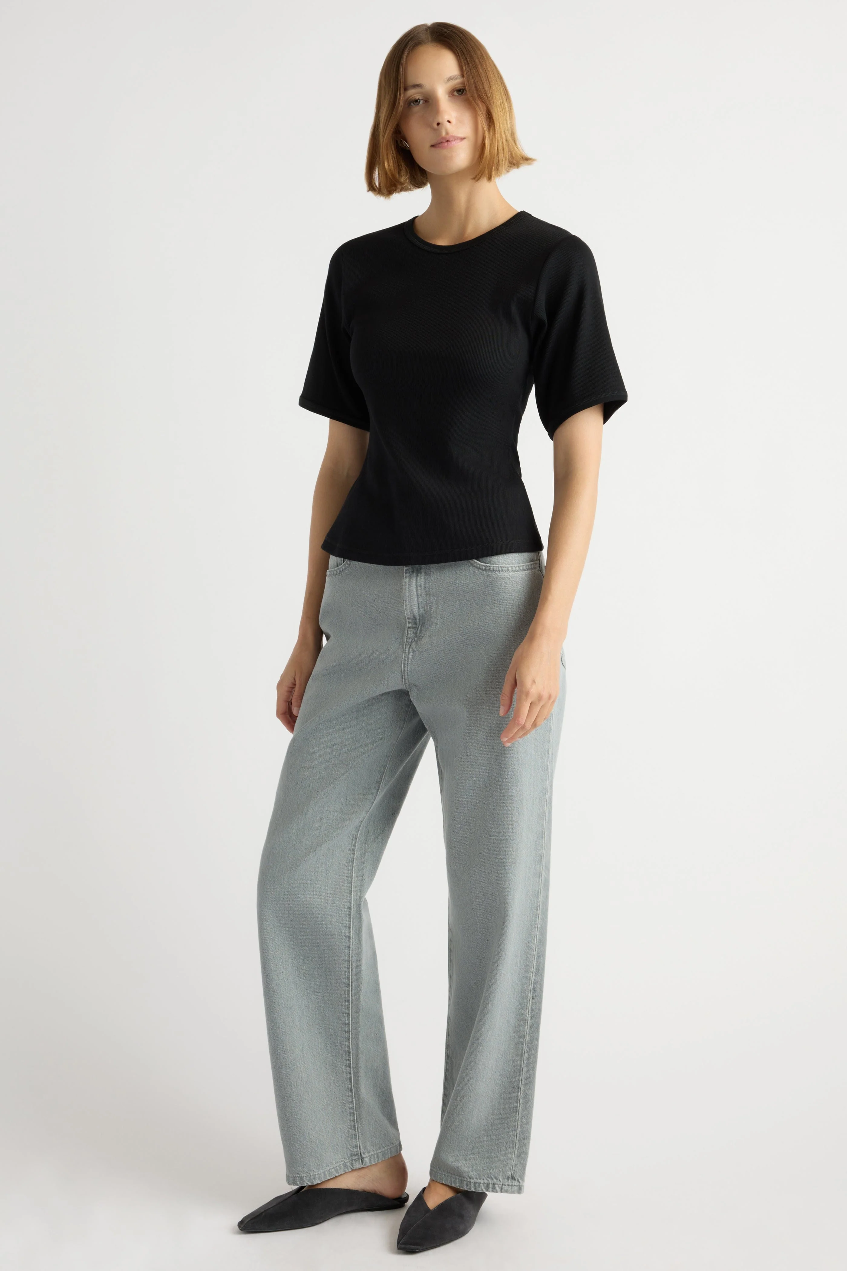 Reanne Ribbed Sculpted Crew-Neck Tee - Image 2
