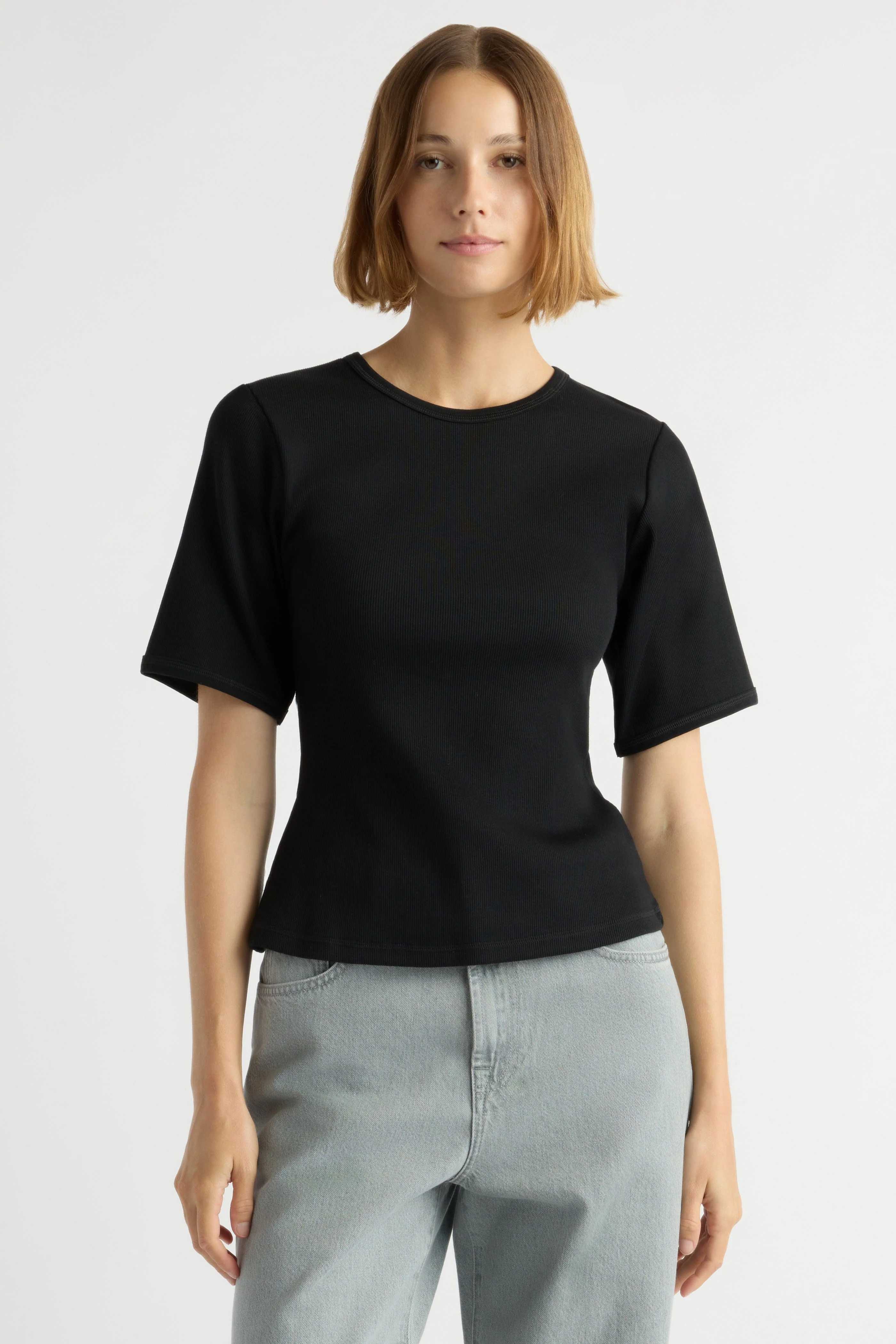 Reanne Ribbed Sculpted Crew-Neck Tee - Image 3