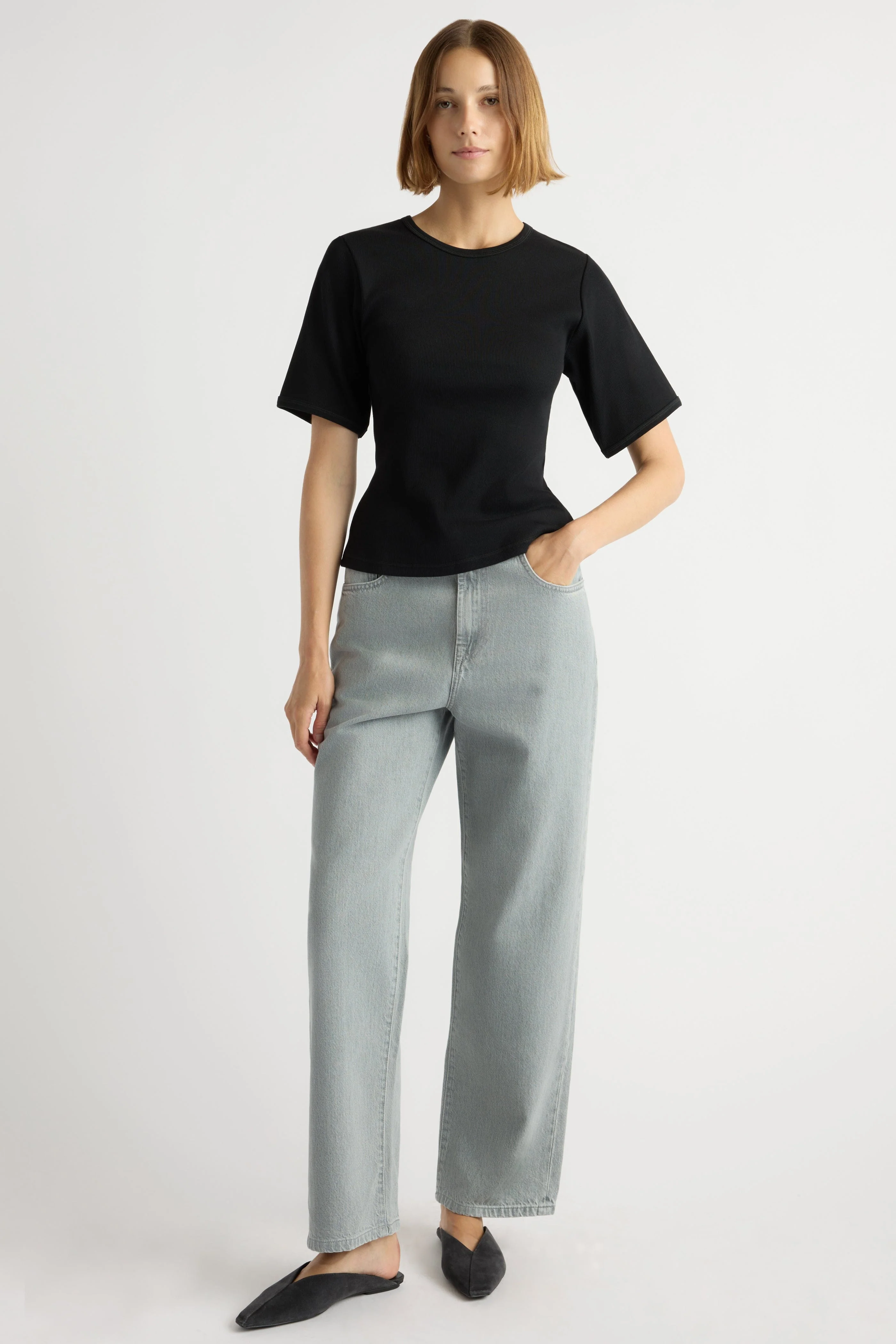 Reanne Ribbed Sculpted Crew-Neck Tee - Image 5