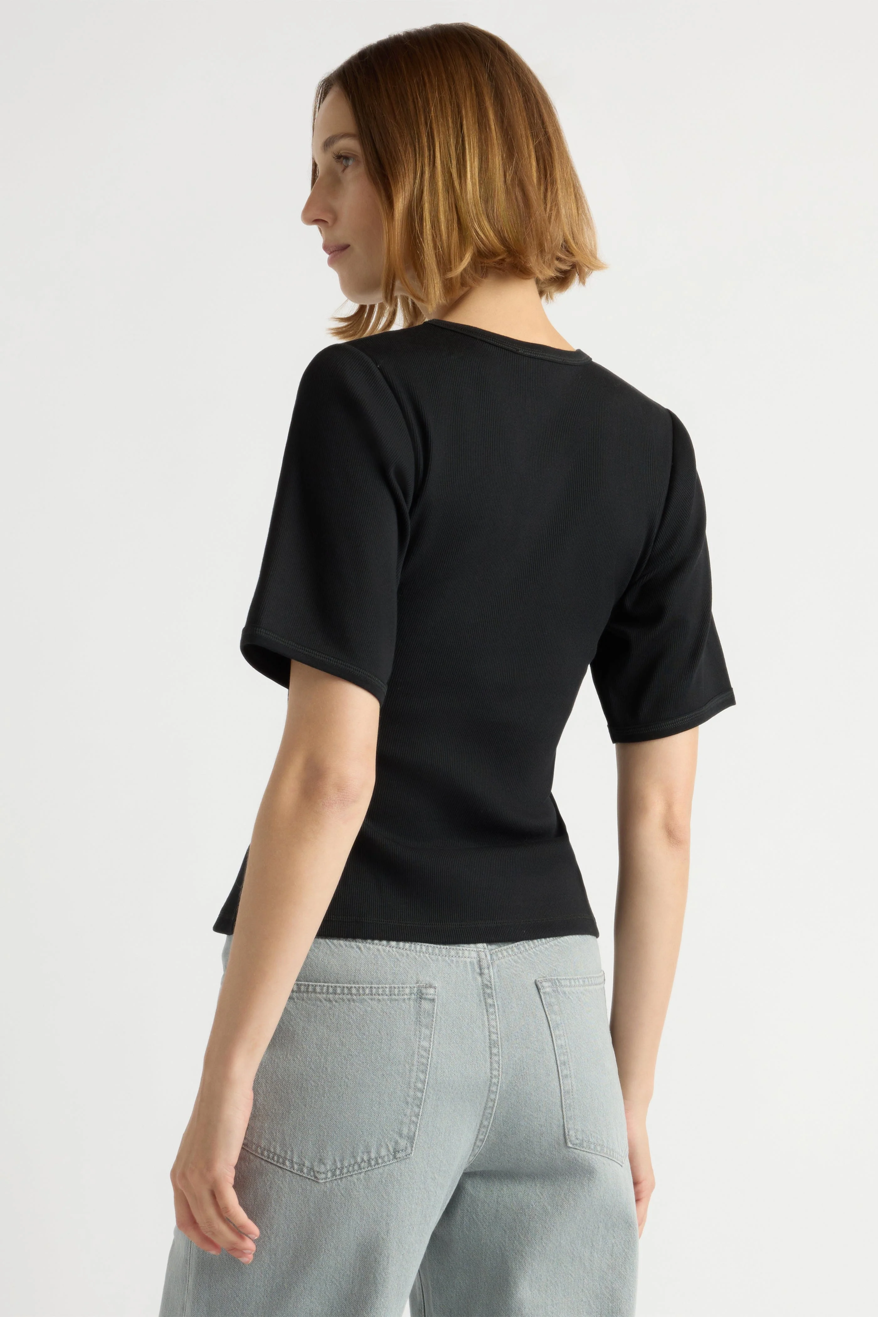 Reanne Ribbed Sculpted Crew-Neck Tee - Image 6