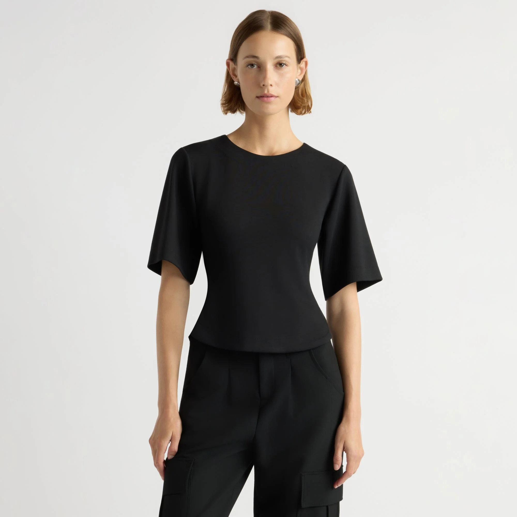 Reem Sculpted Curved-Hem Tee