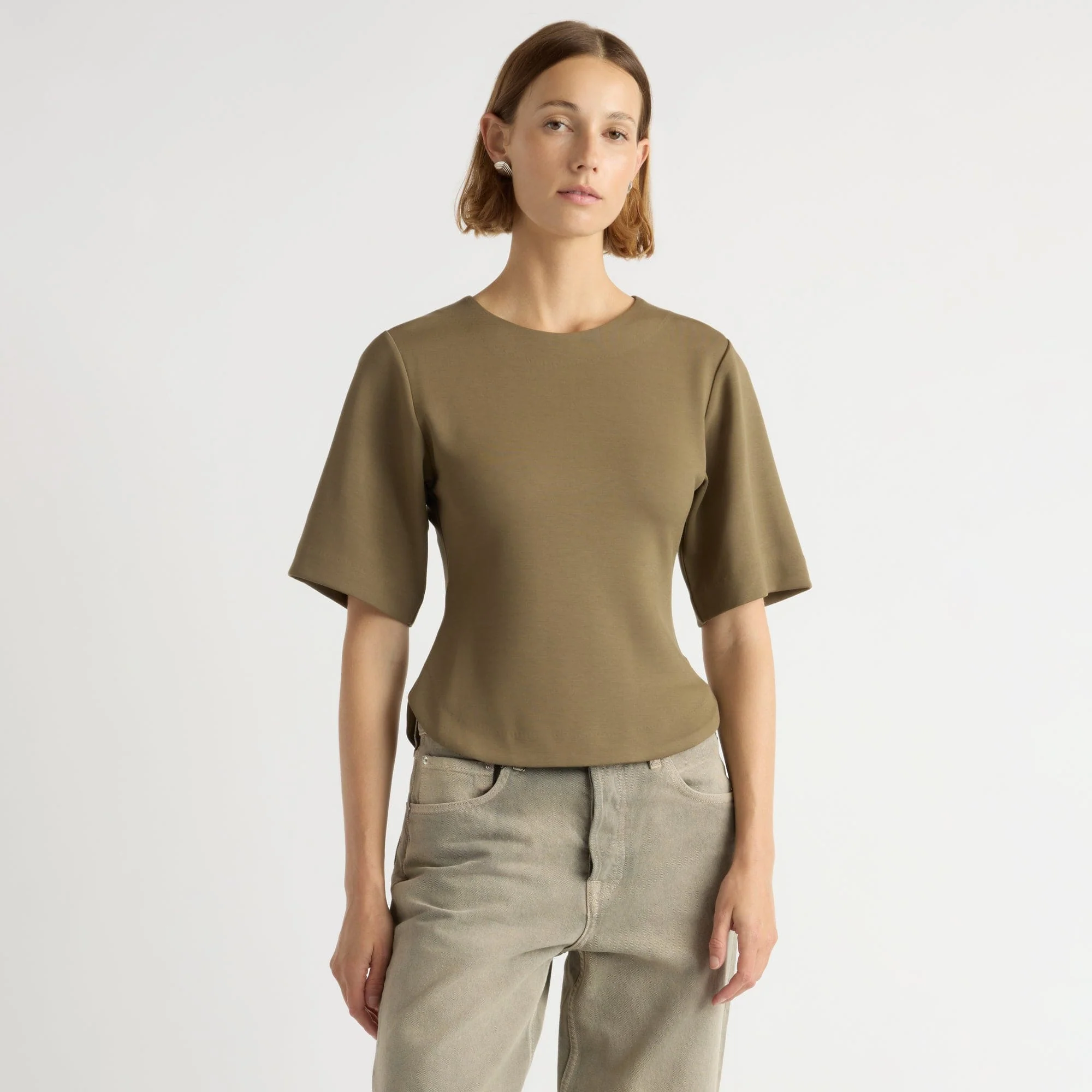 Reem Sculpted Curved-Hem Tee