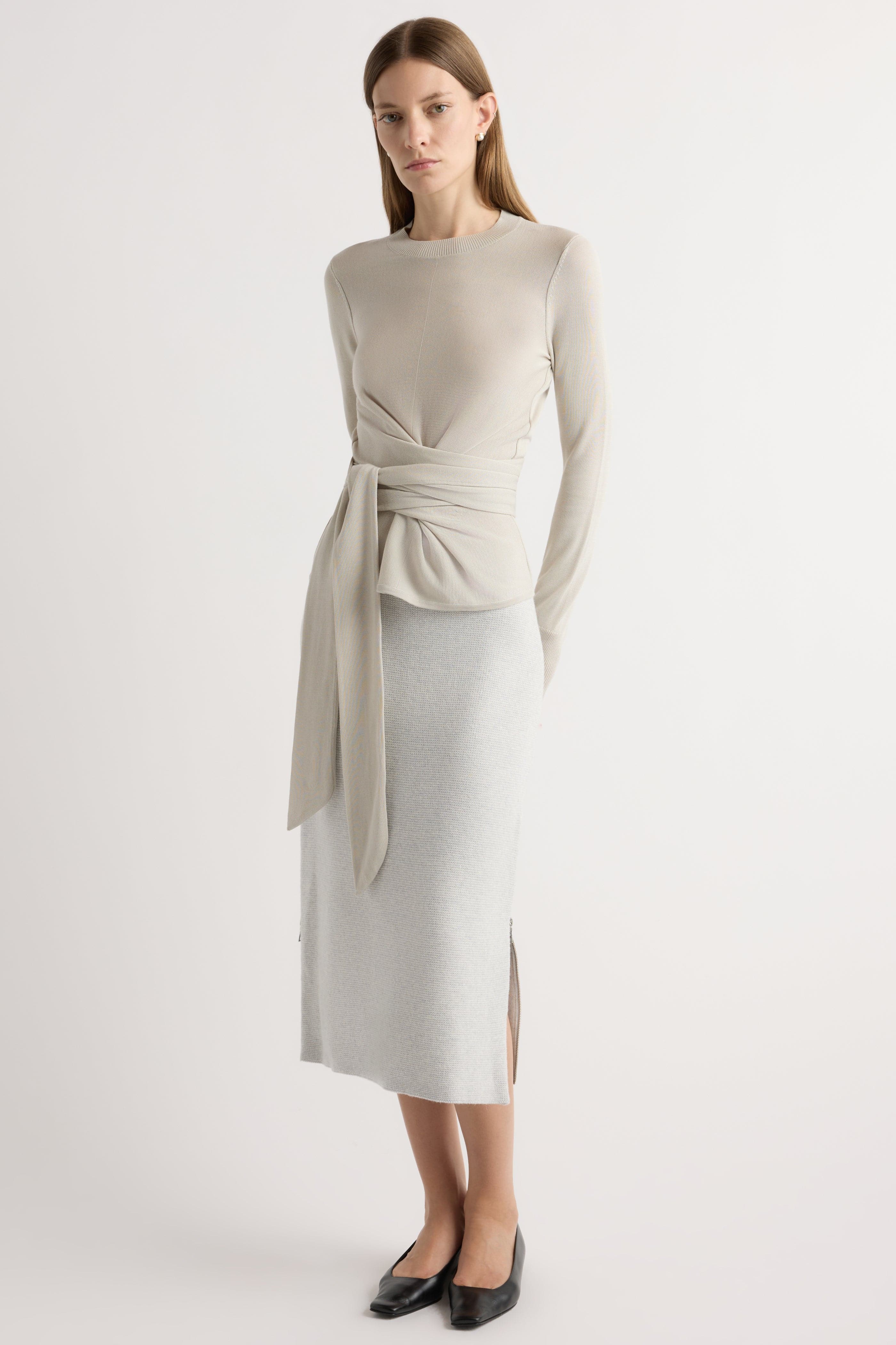 Robin Tie-Front Tencel-Wool Sweater - Image 3