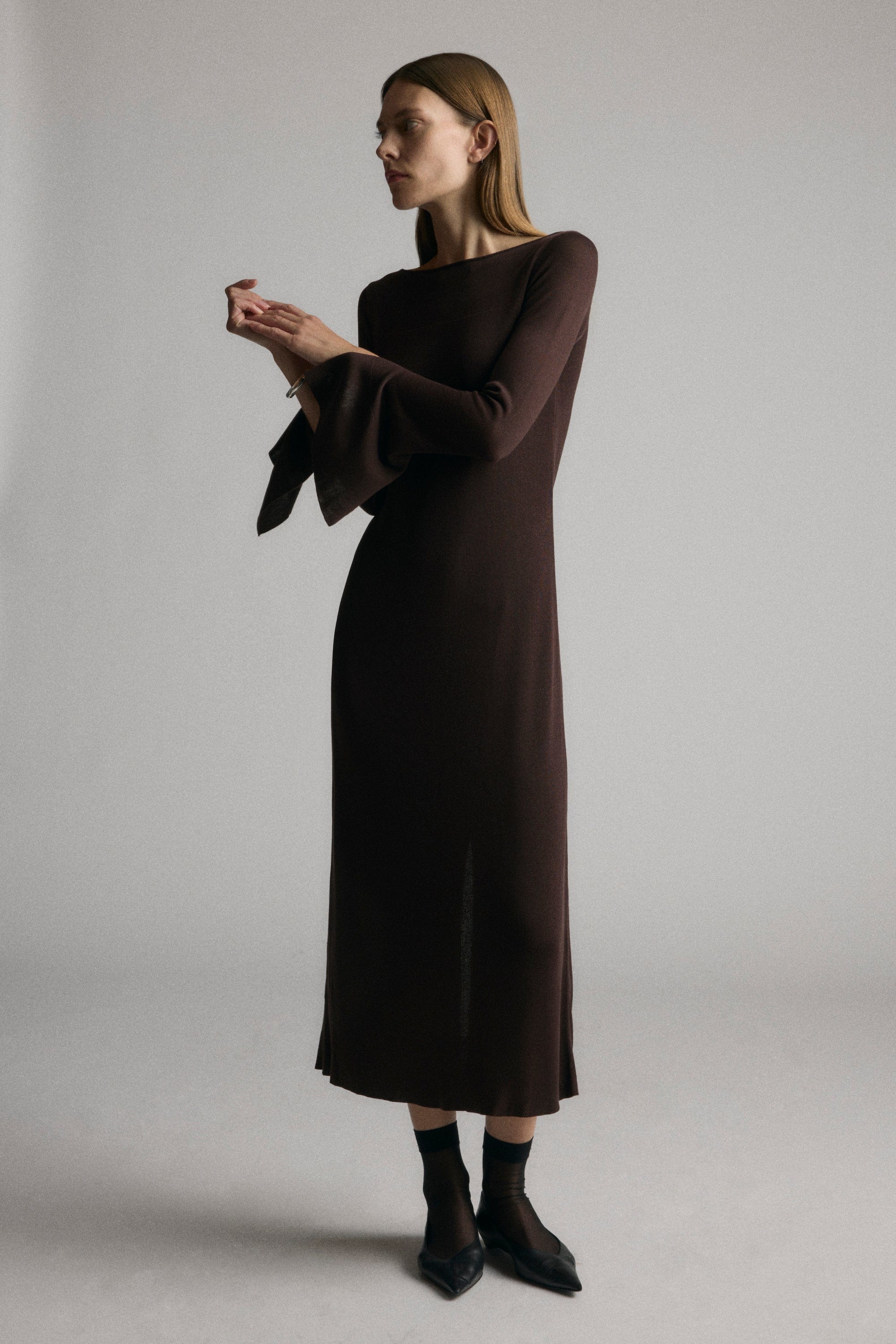Rosalynn Semi-Sheer Tencel-Blend Knit Dress - Image 8