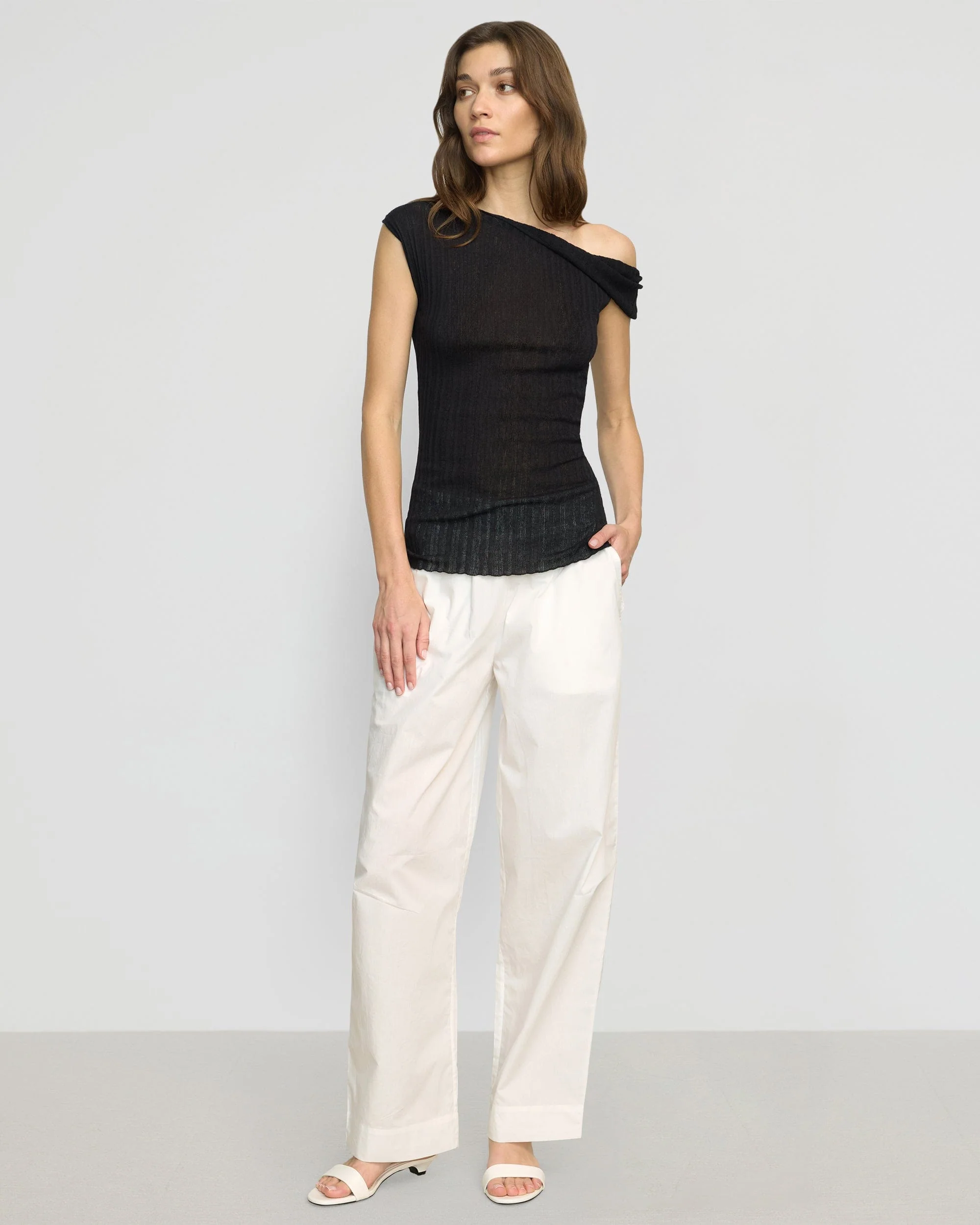 Saba Off-Shoulder Semi-Sheer Knit Top - Image 3