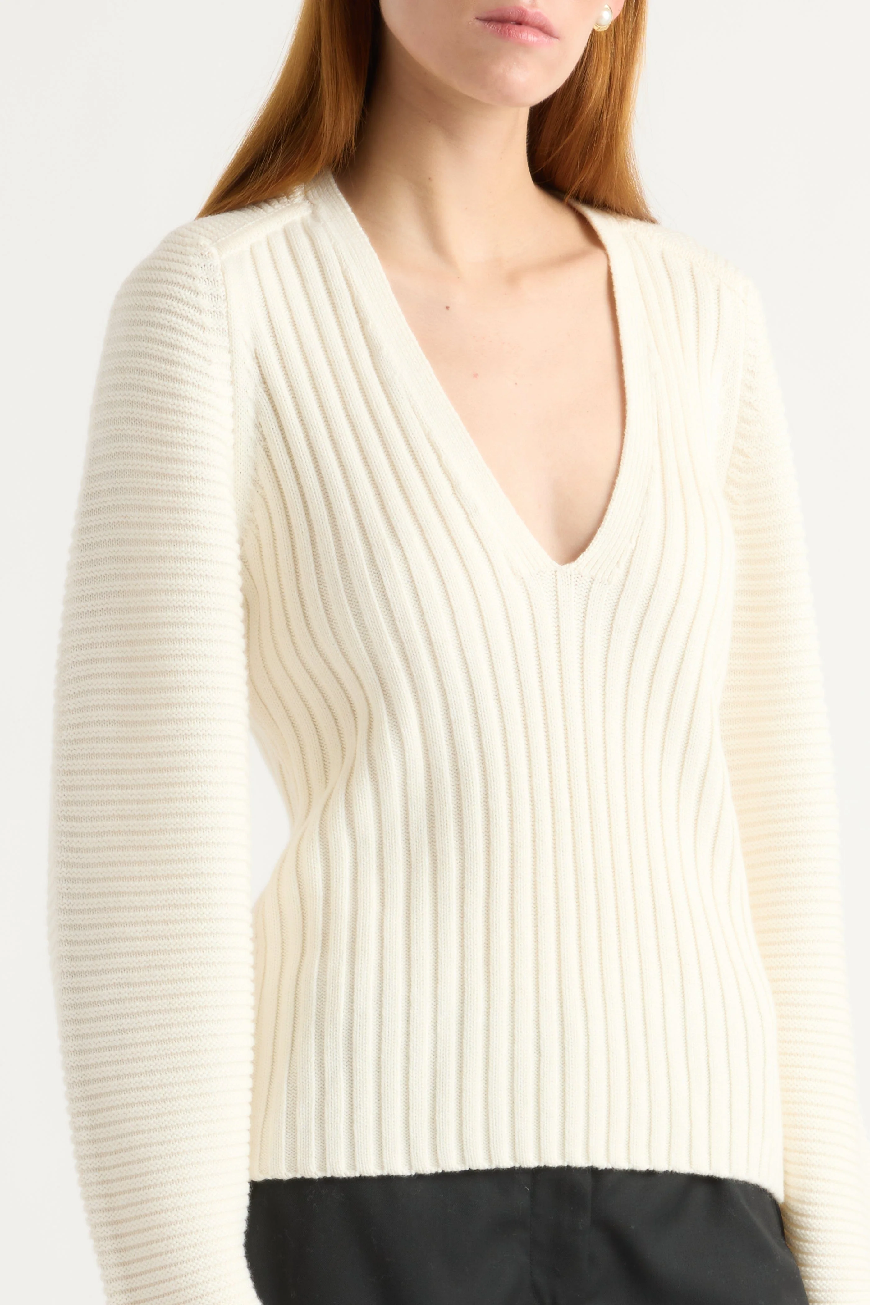 Sanne Ottoman-Knit V-Neck Sweater - Image 3