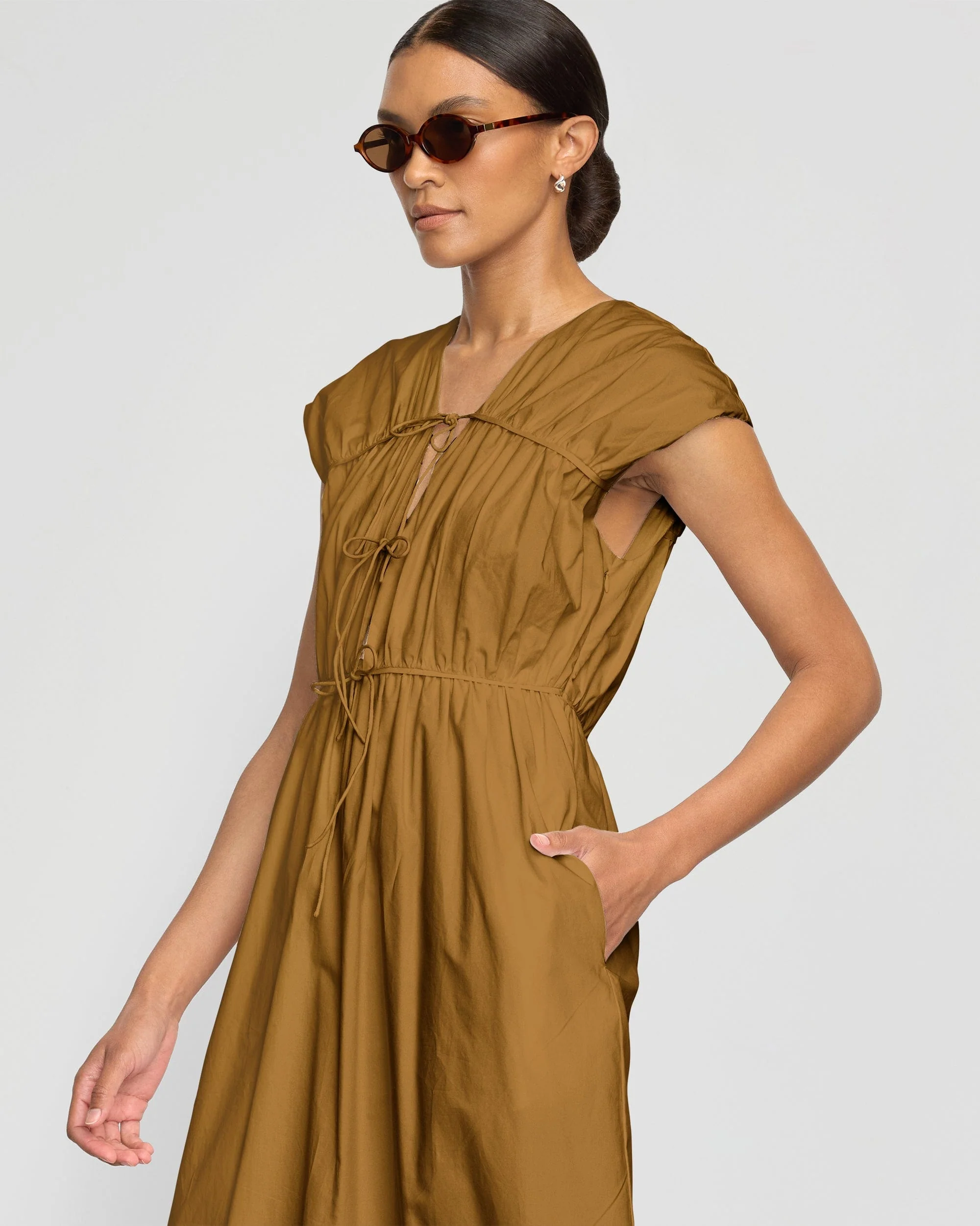 Shreya Tie-Front Organic Cotton Dress - Image 3