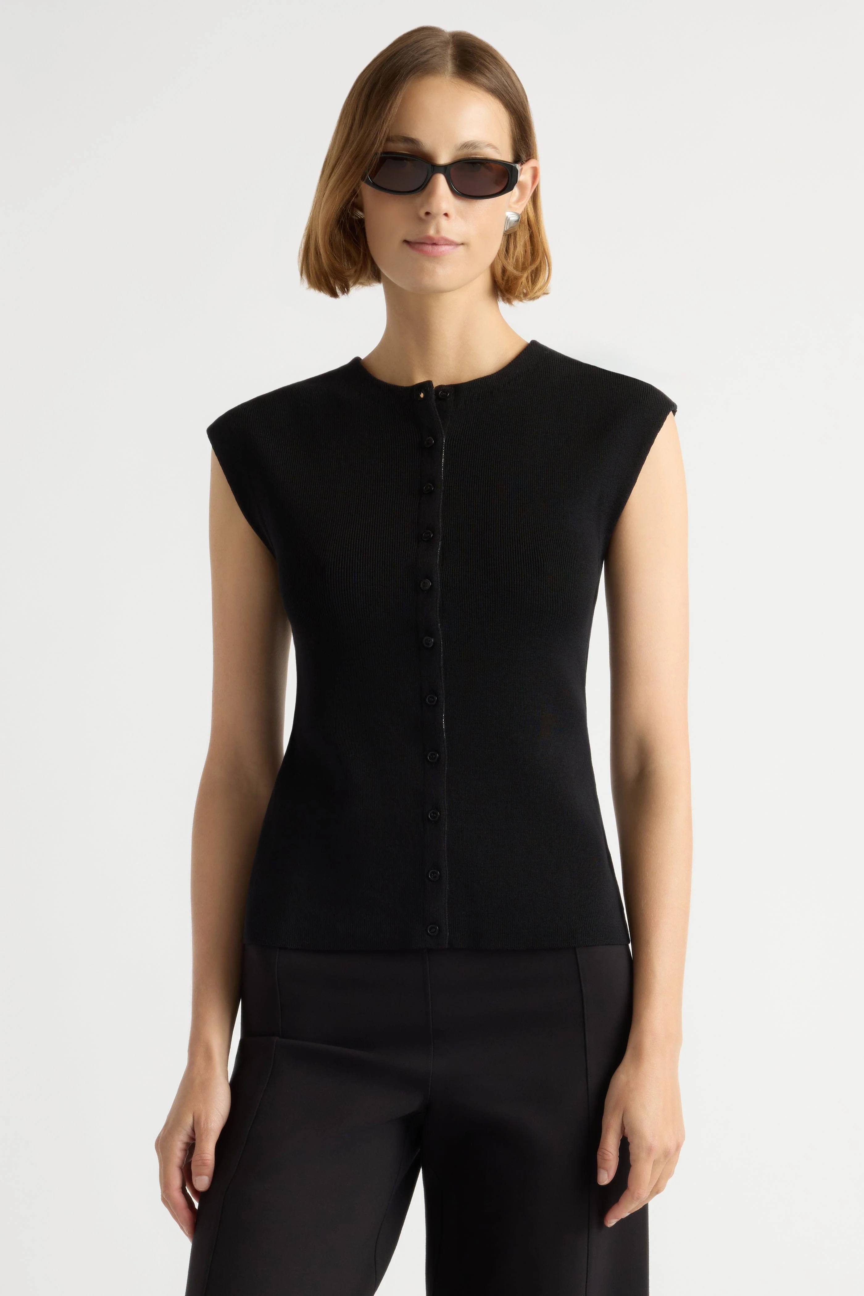 Solara Cotton Button Sweater Top - Image 2