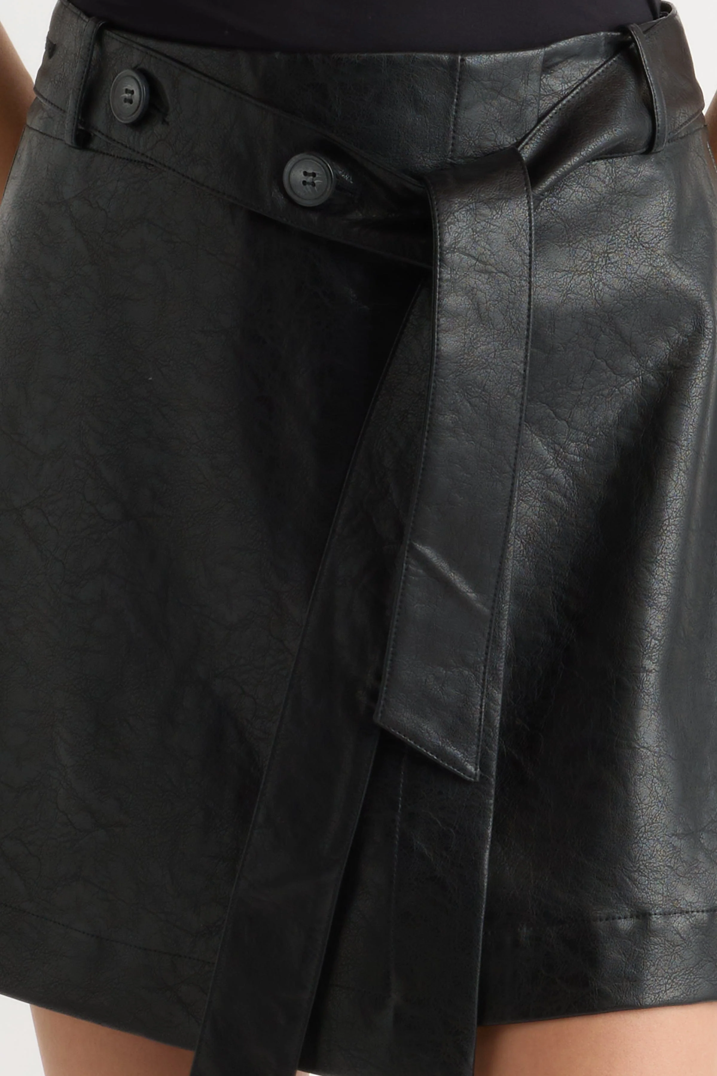 Tanner Vegan Leather Wrap Skirt - Image 4