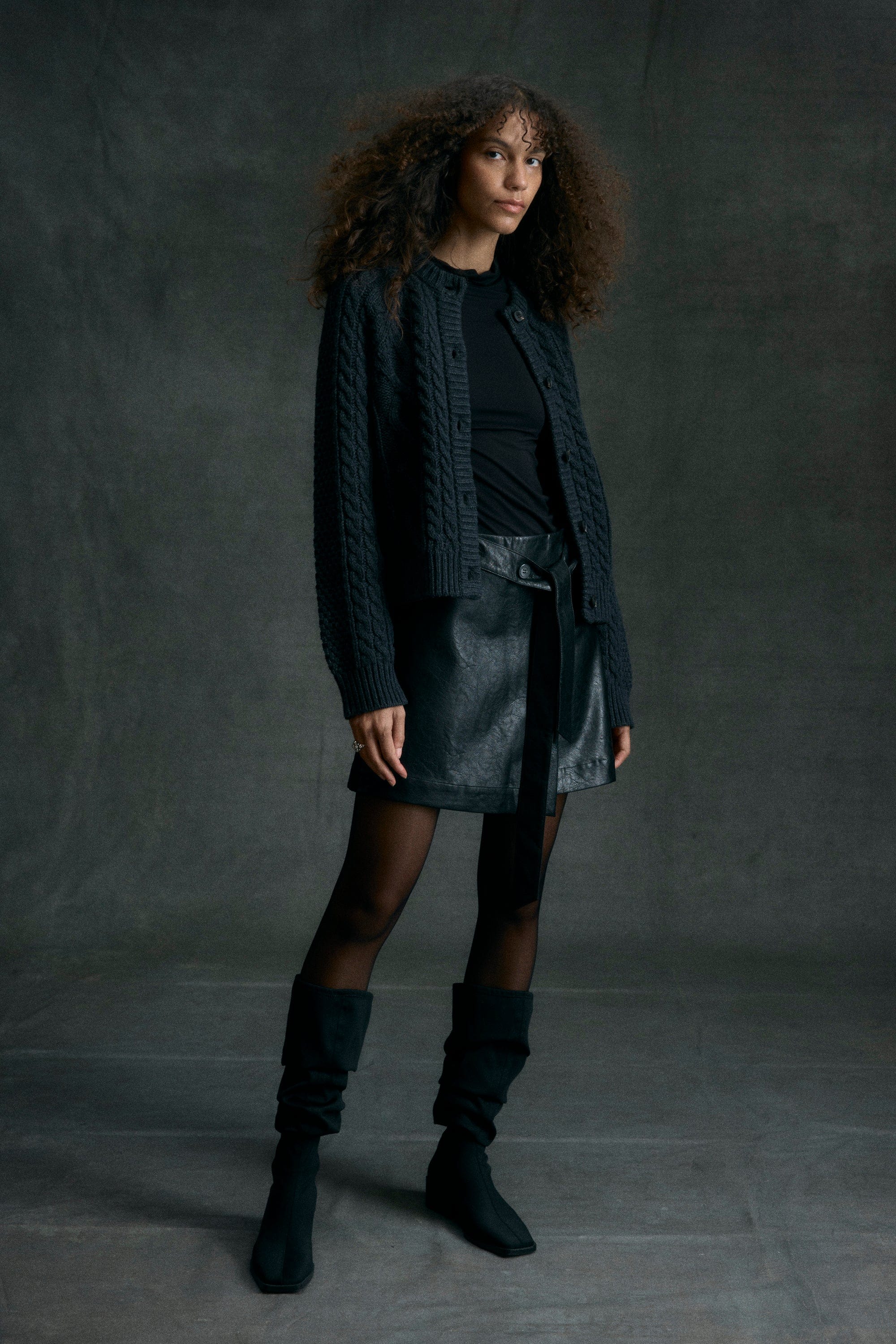 Tanner Vegan Leather Wrap Skirt - Image 7