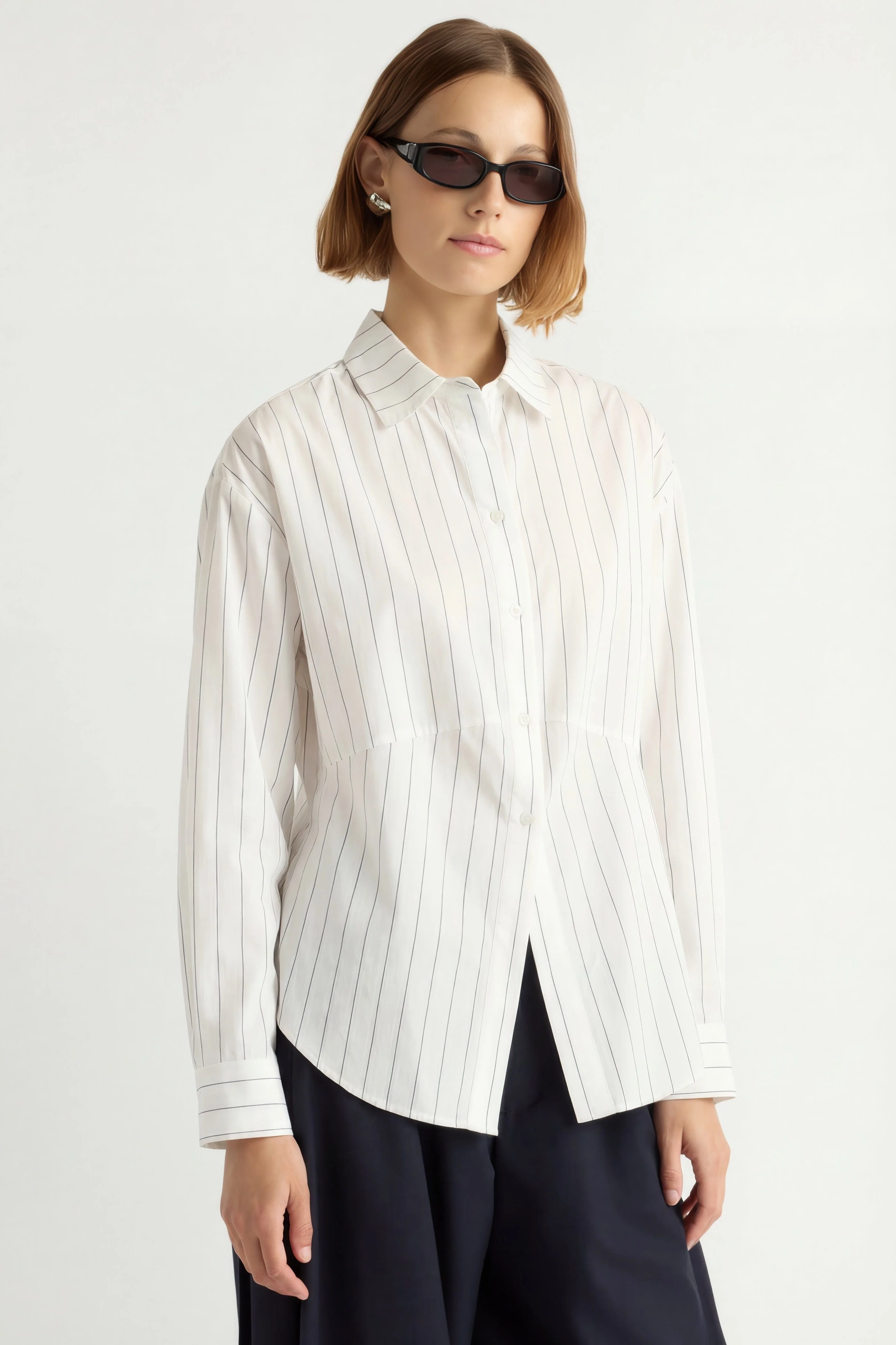 Tarinah Front-Split Striped Shirt - Image 2
