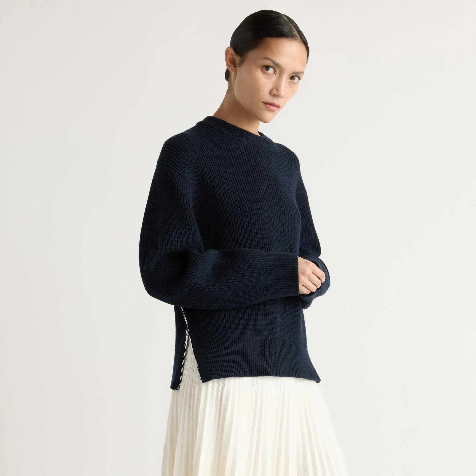 Tate Organic Cotton Side-Zip Sweater