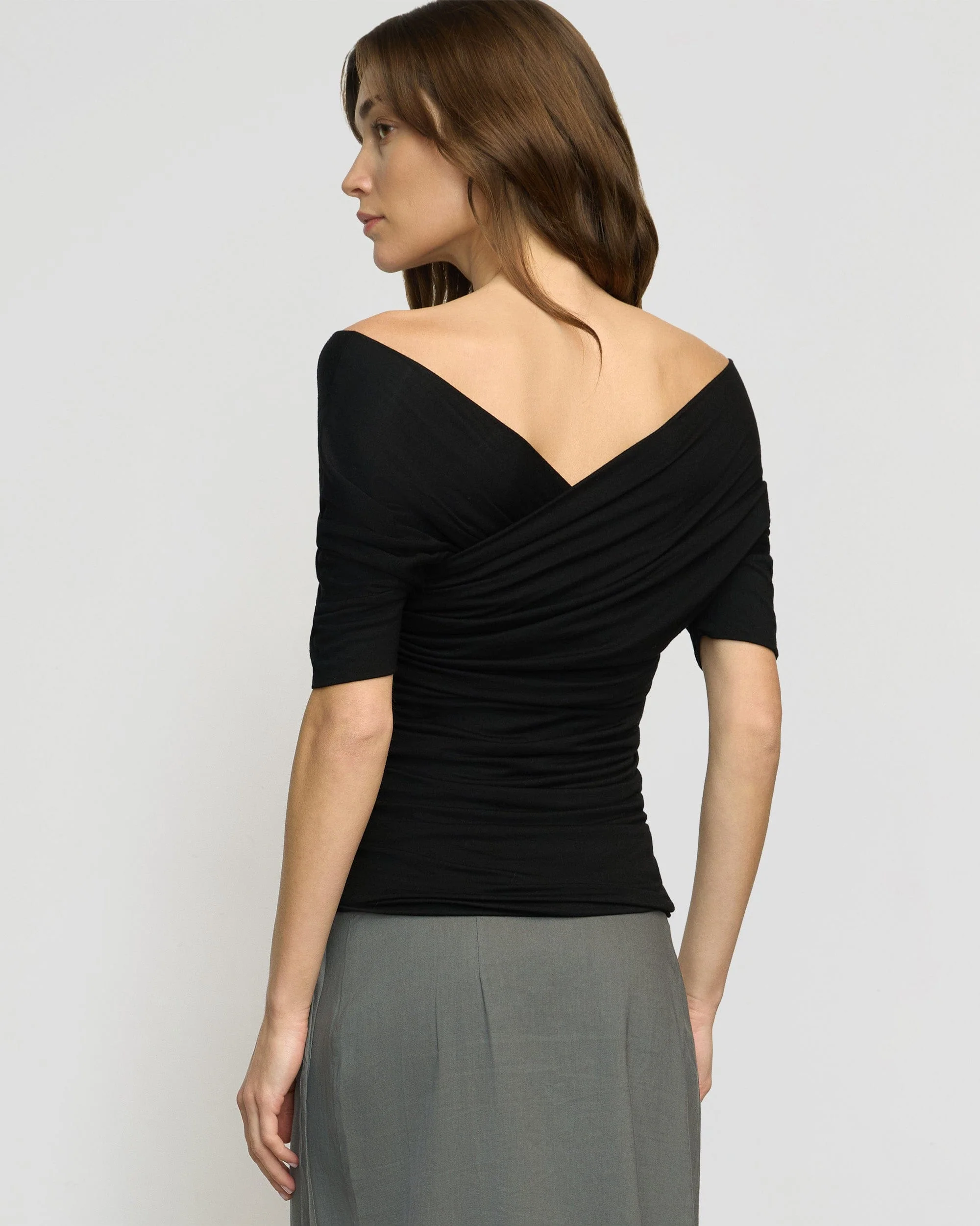 Thalia Ruched Off-Shoulder Tee - Image 4