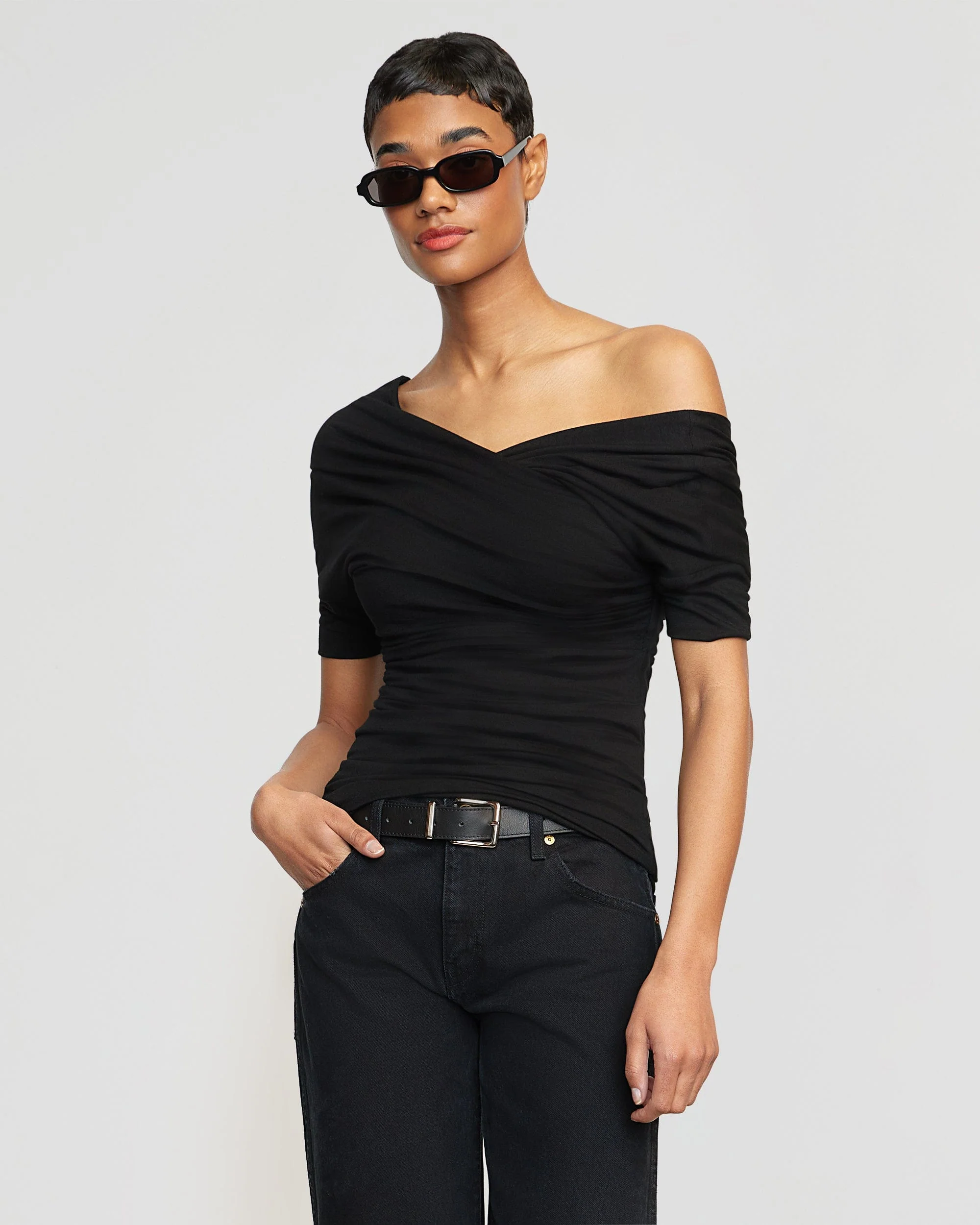 Thalia Ruched Off-Shoulder Tee - Image 6