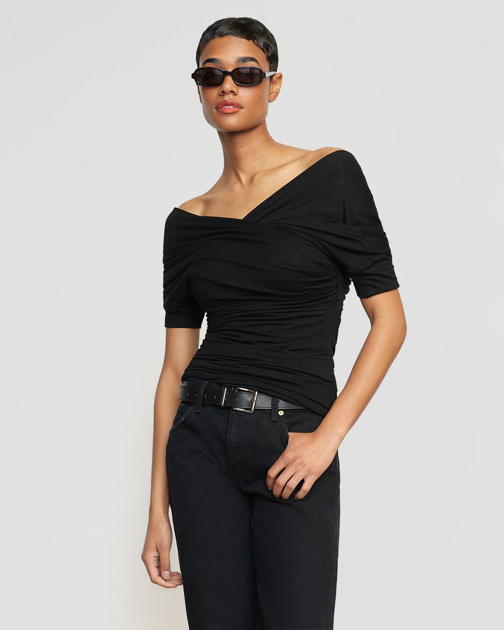 Thalia Ruched Off-Shoulder Tee - Image 8