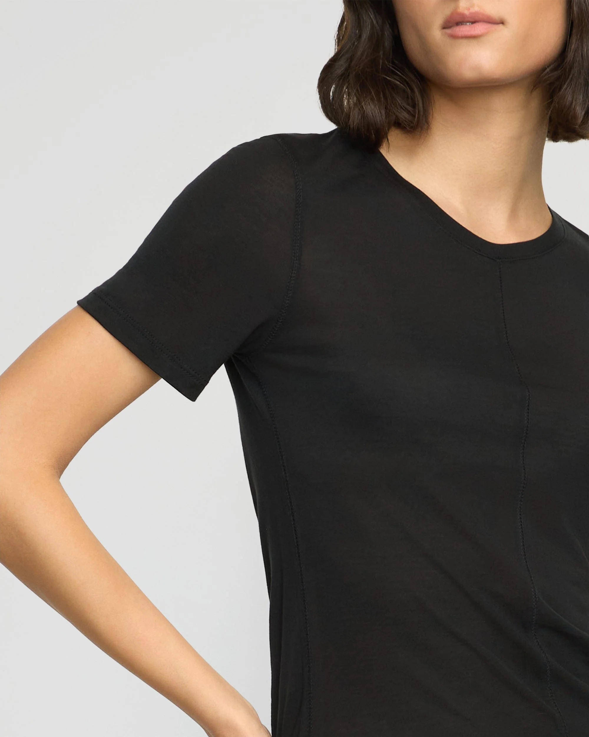 Thea Semi-Sheer Tencel Crew-Neck Tee - Image 5