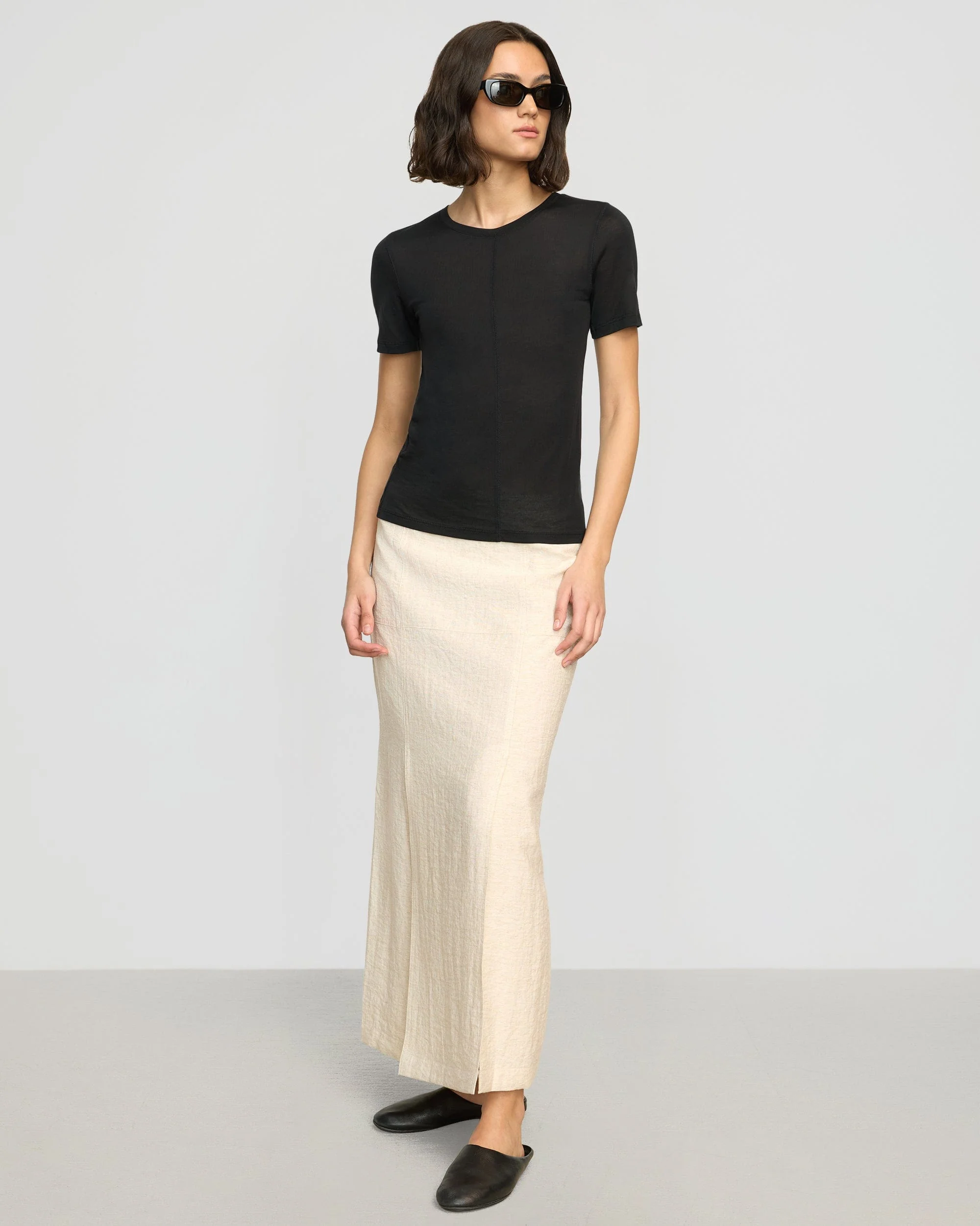 Thea Semi-Sheer Tencel Crew-Neck Tee - Image 6