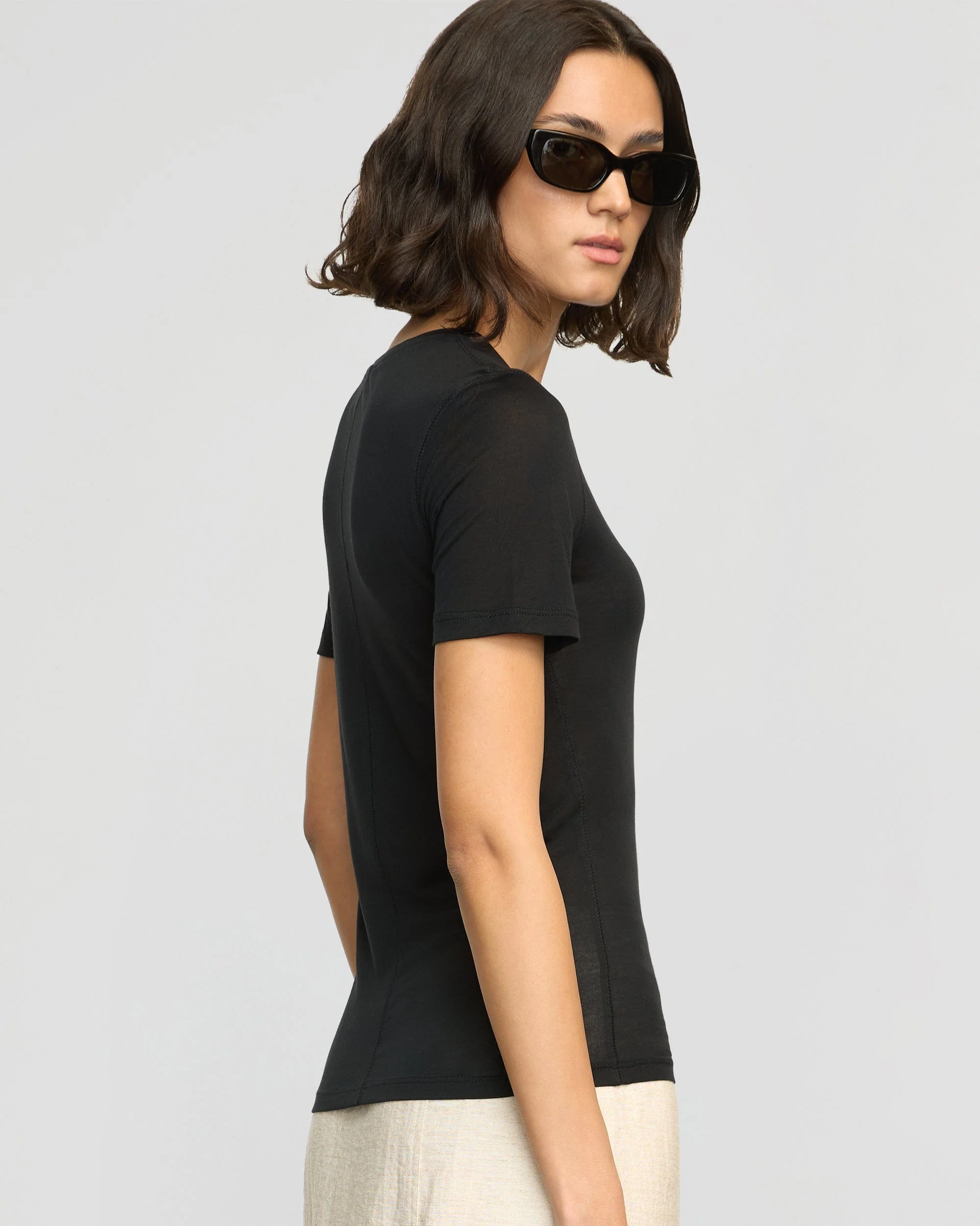 Thea Semi-Sheer Tencel Crew-Neck Tee - Image 7