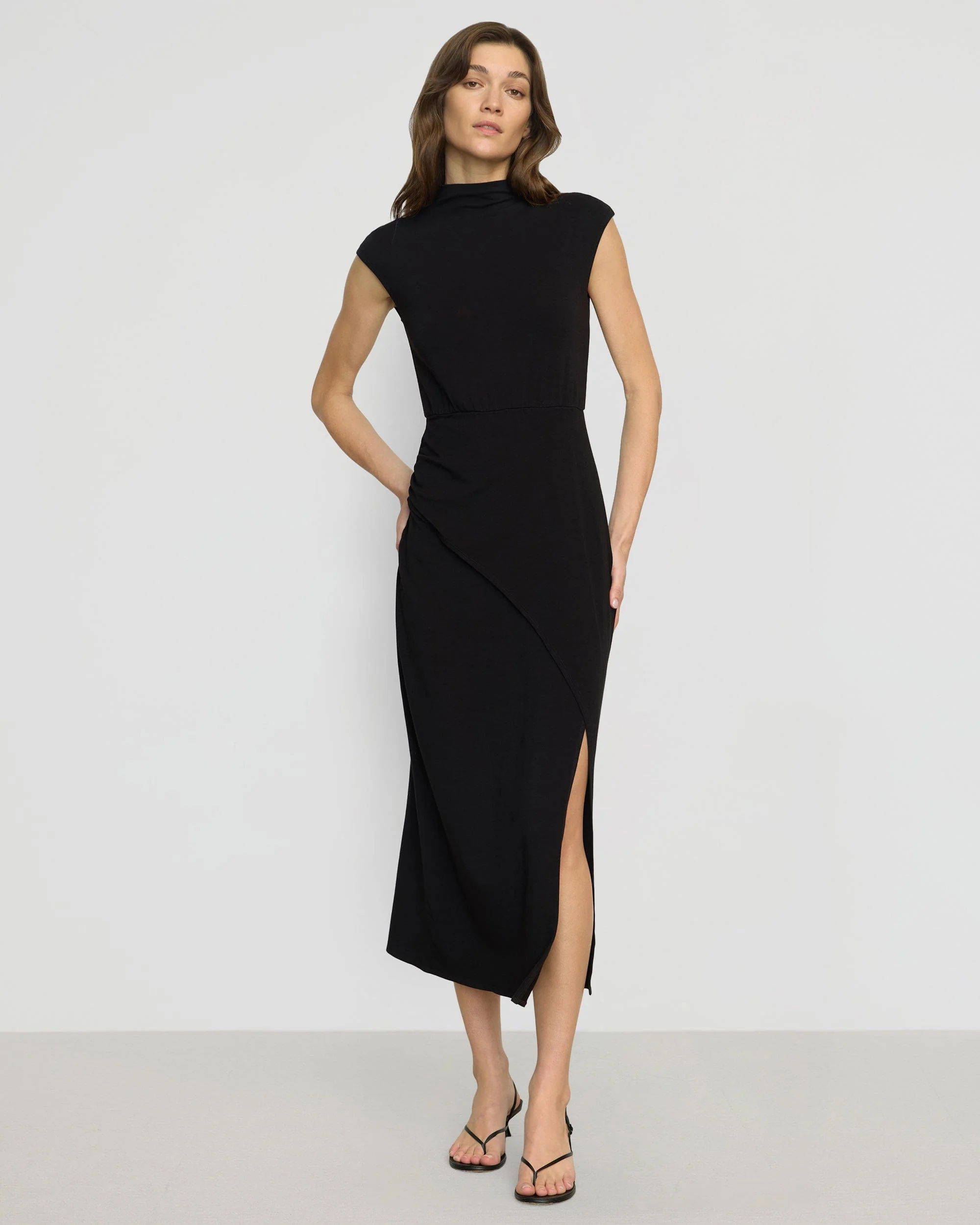 Yimei Mock-Neck Side-Slit Dress - Image 2