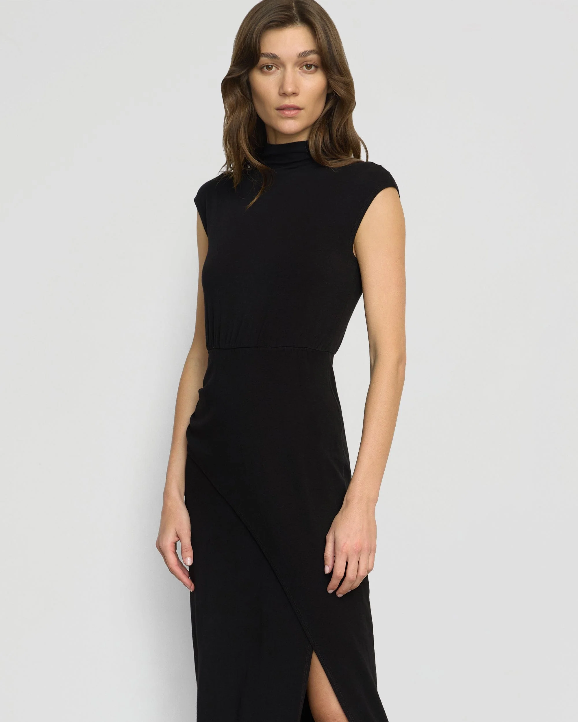 Yimei Mock-Neck Side-Slit Dress - Image 3