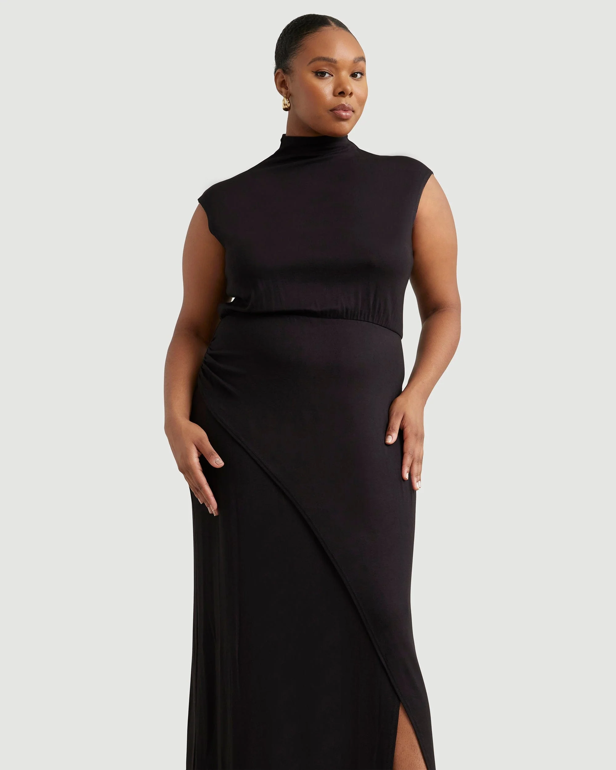 Yimei Mock-Neck Side-Slit Dress - Image 8