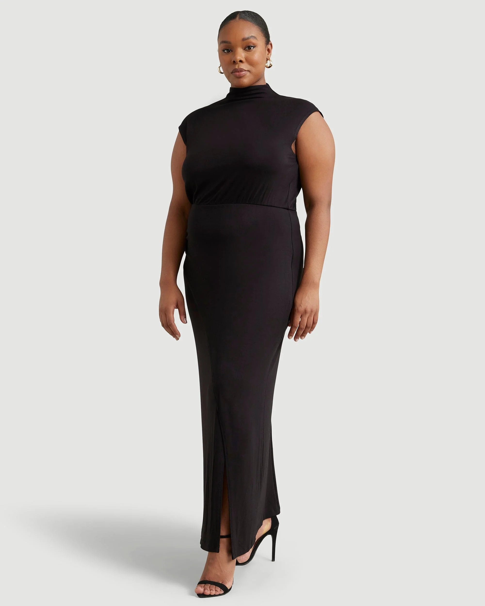Yimei Mock-Neck Side-Slit Dress - Image 9