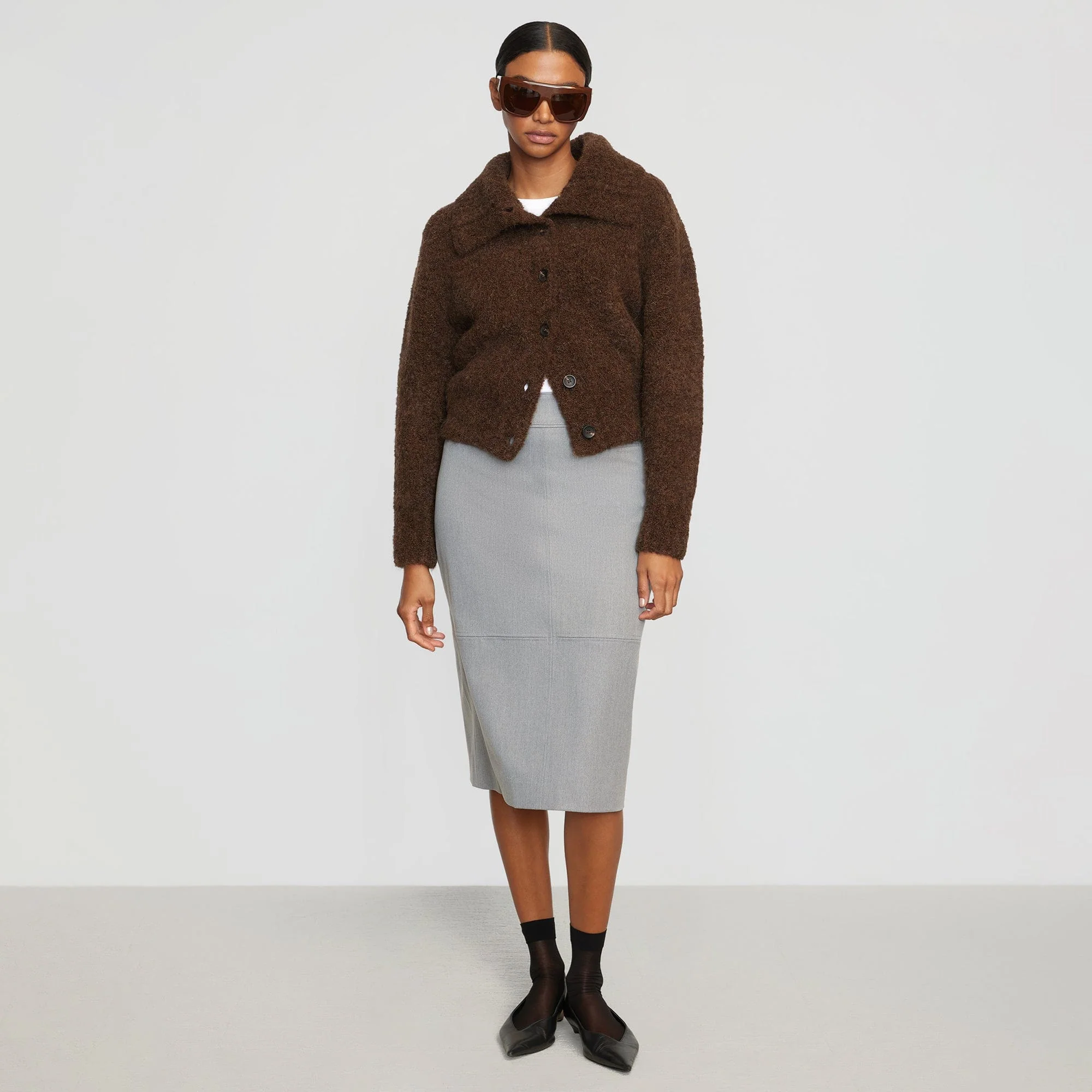 Yulia Back-Slit Suiting Skirt