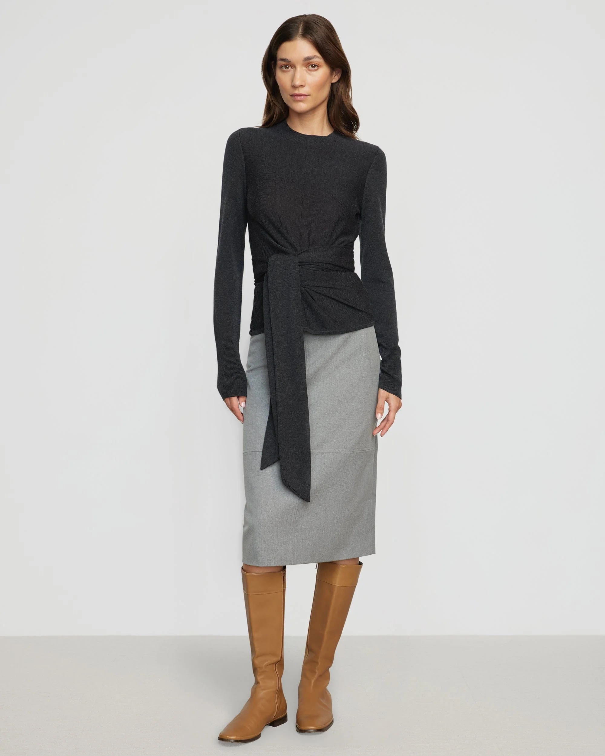 Yulia Back-Slit Suiting Skirt - Image 8