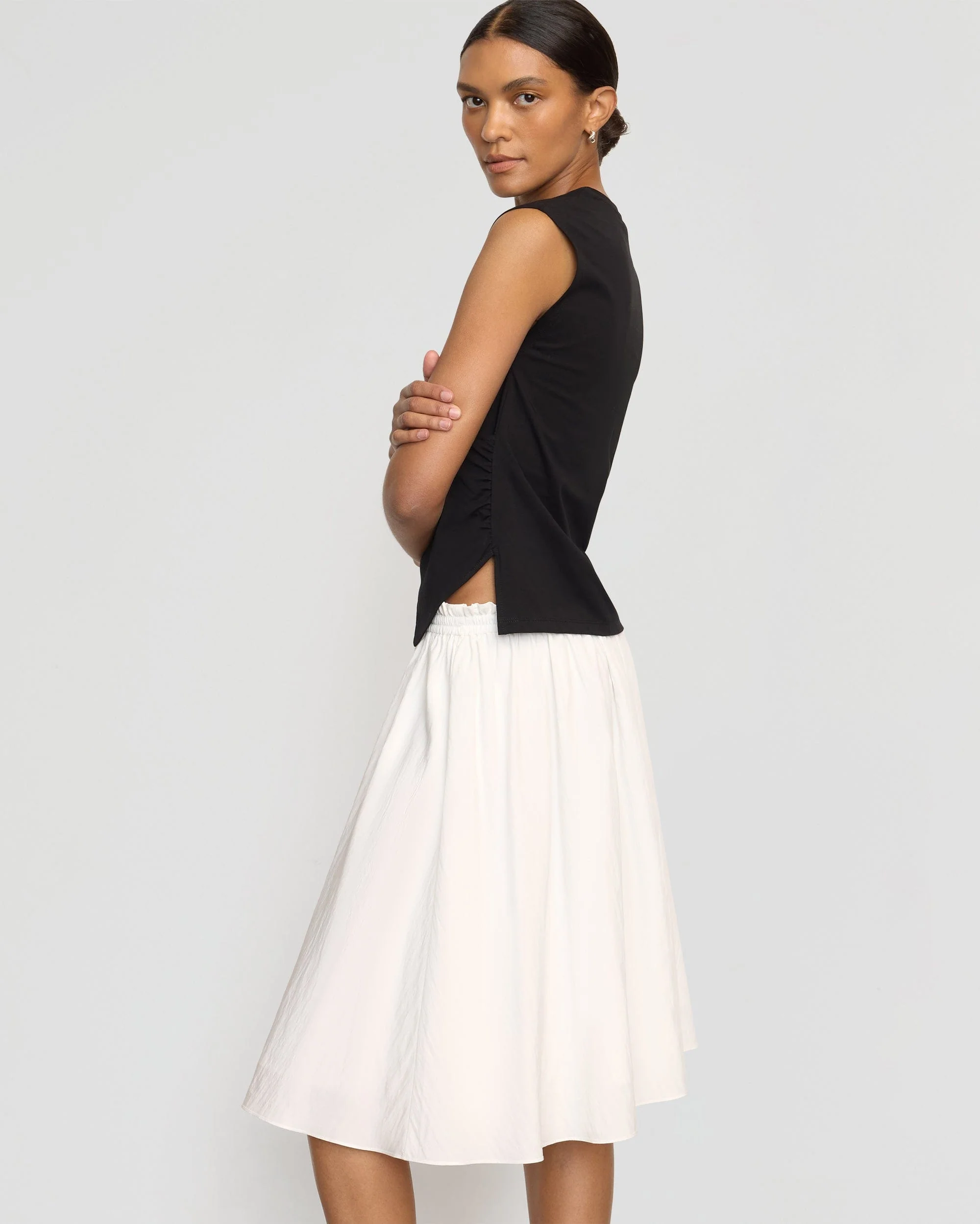 Zazie Shirred Stretch-Waist Midi Skirt - Image 3