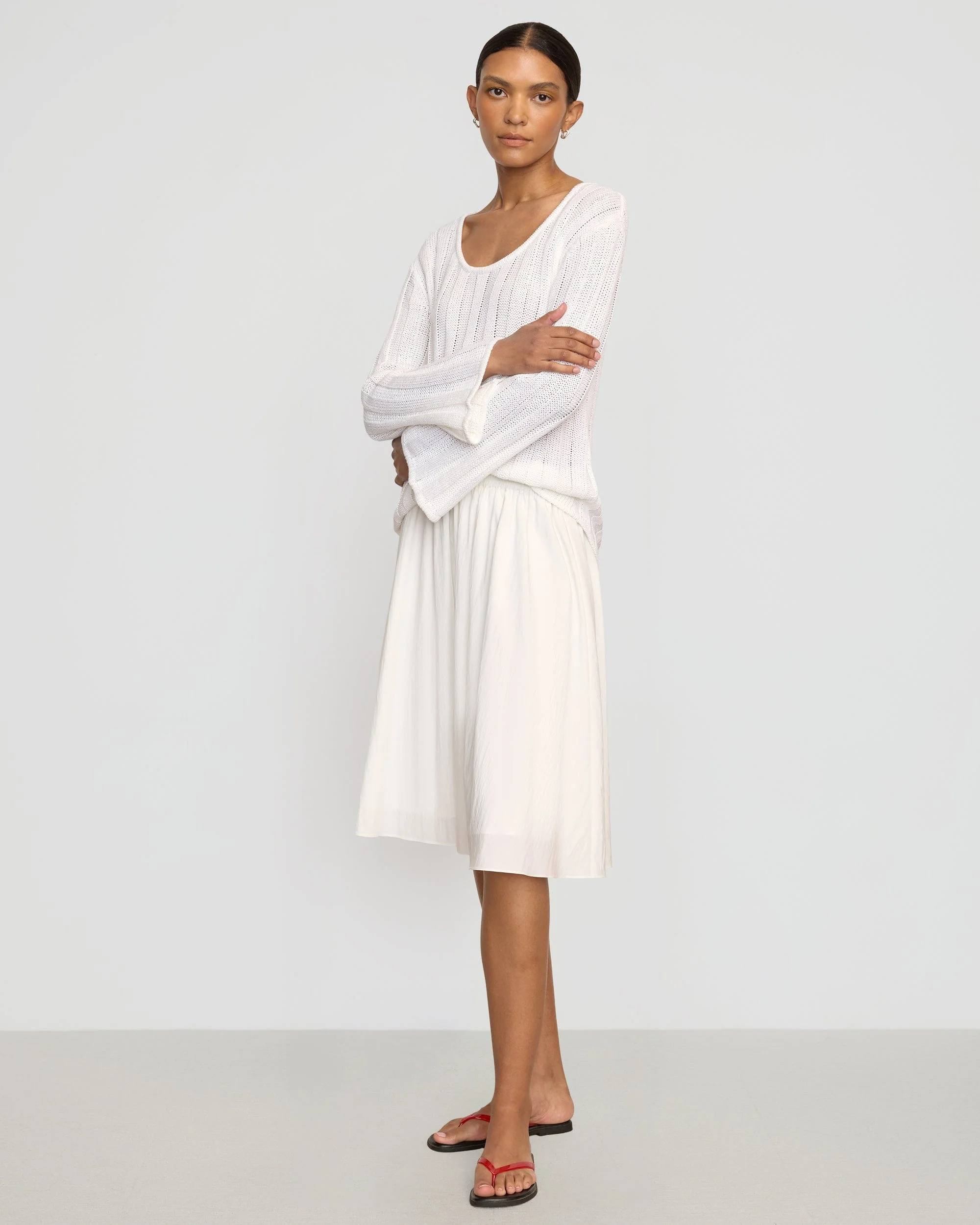 Zazie Shirred Stretch-Waist Midi Skirt - Image 4